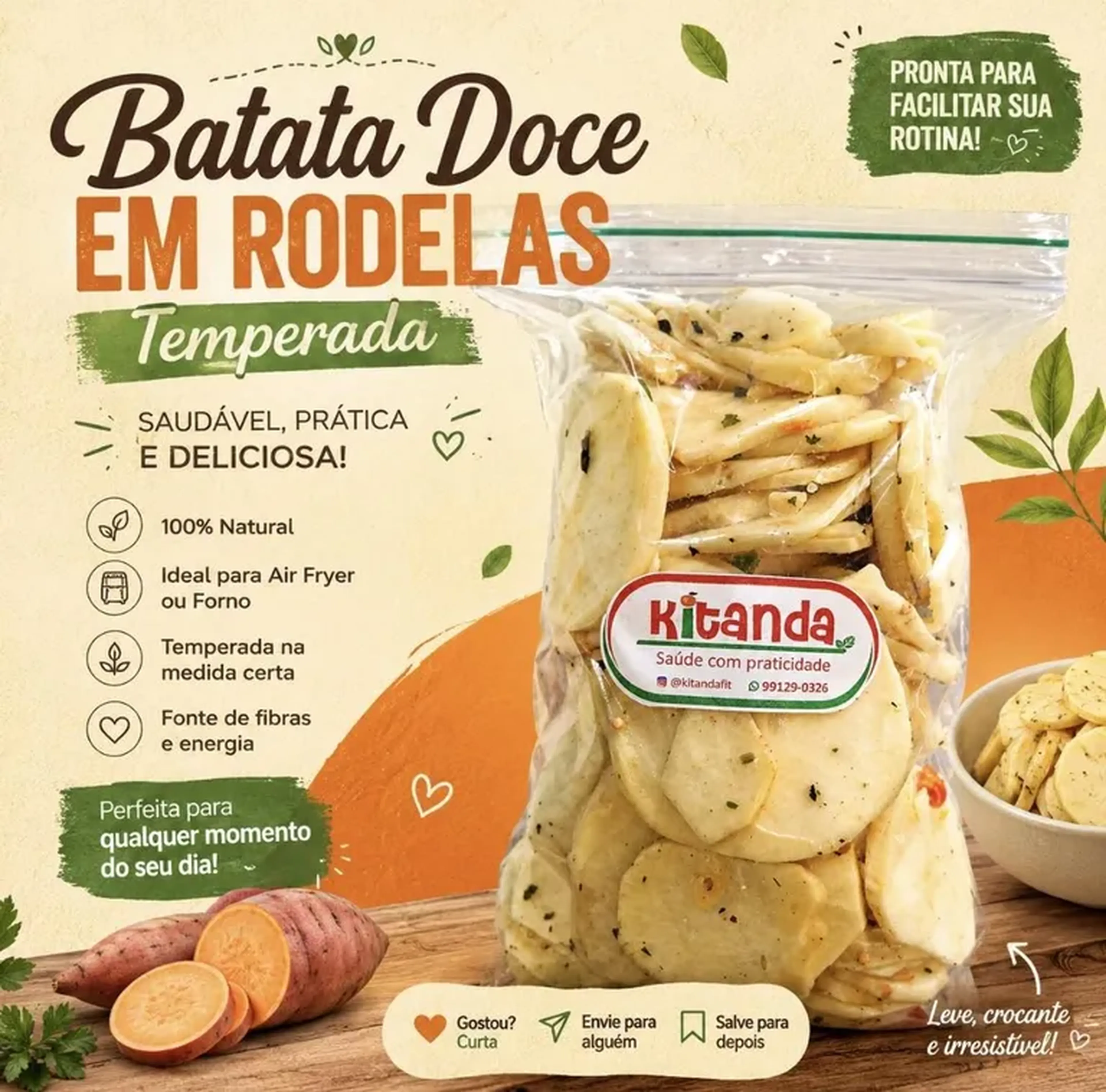 Batata Doce corte Rodelas Temperada imagem
