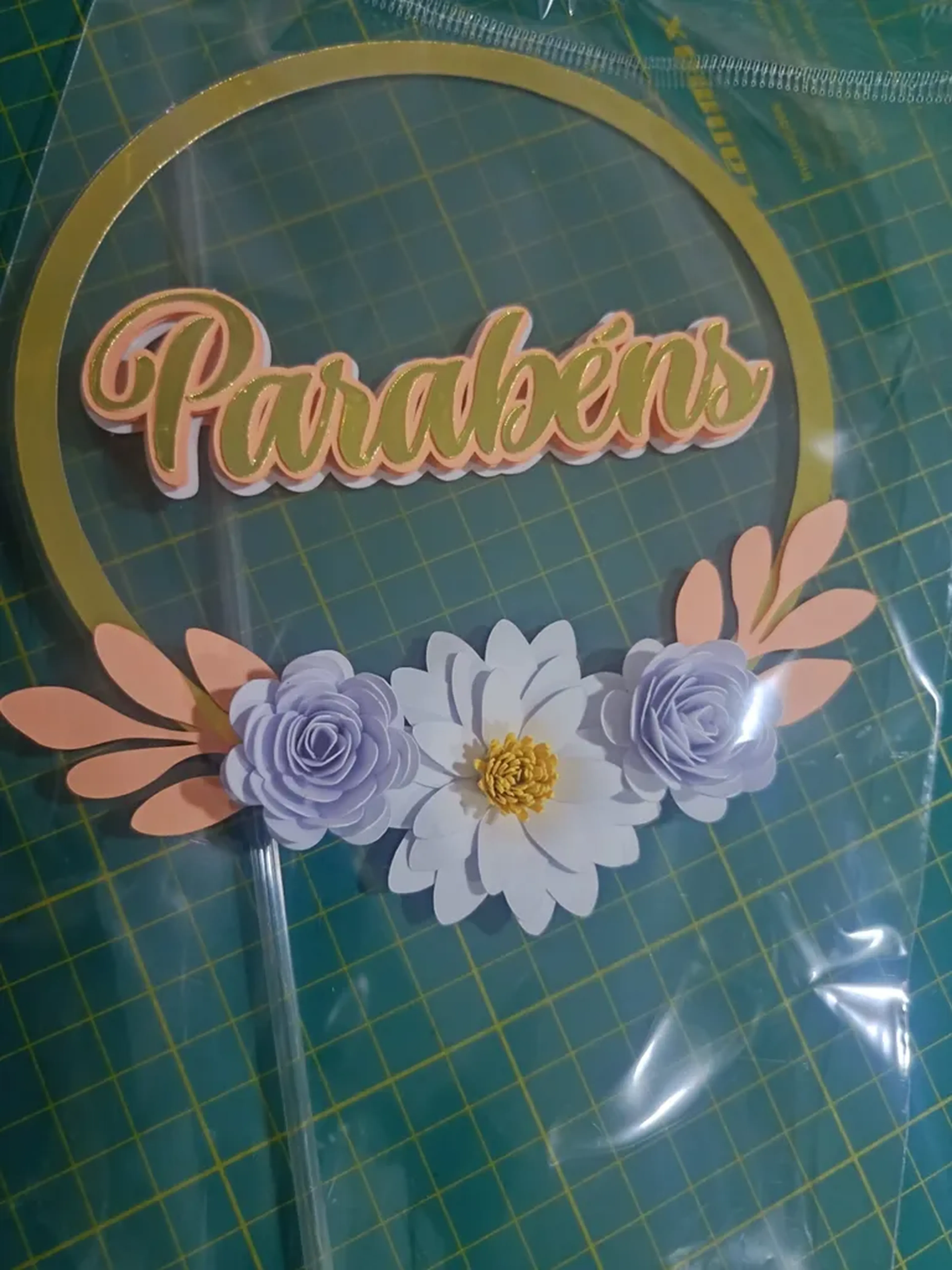 Topo de bolo arco parabéns imagem