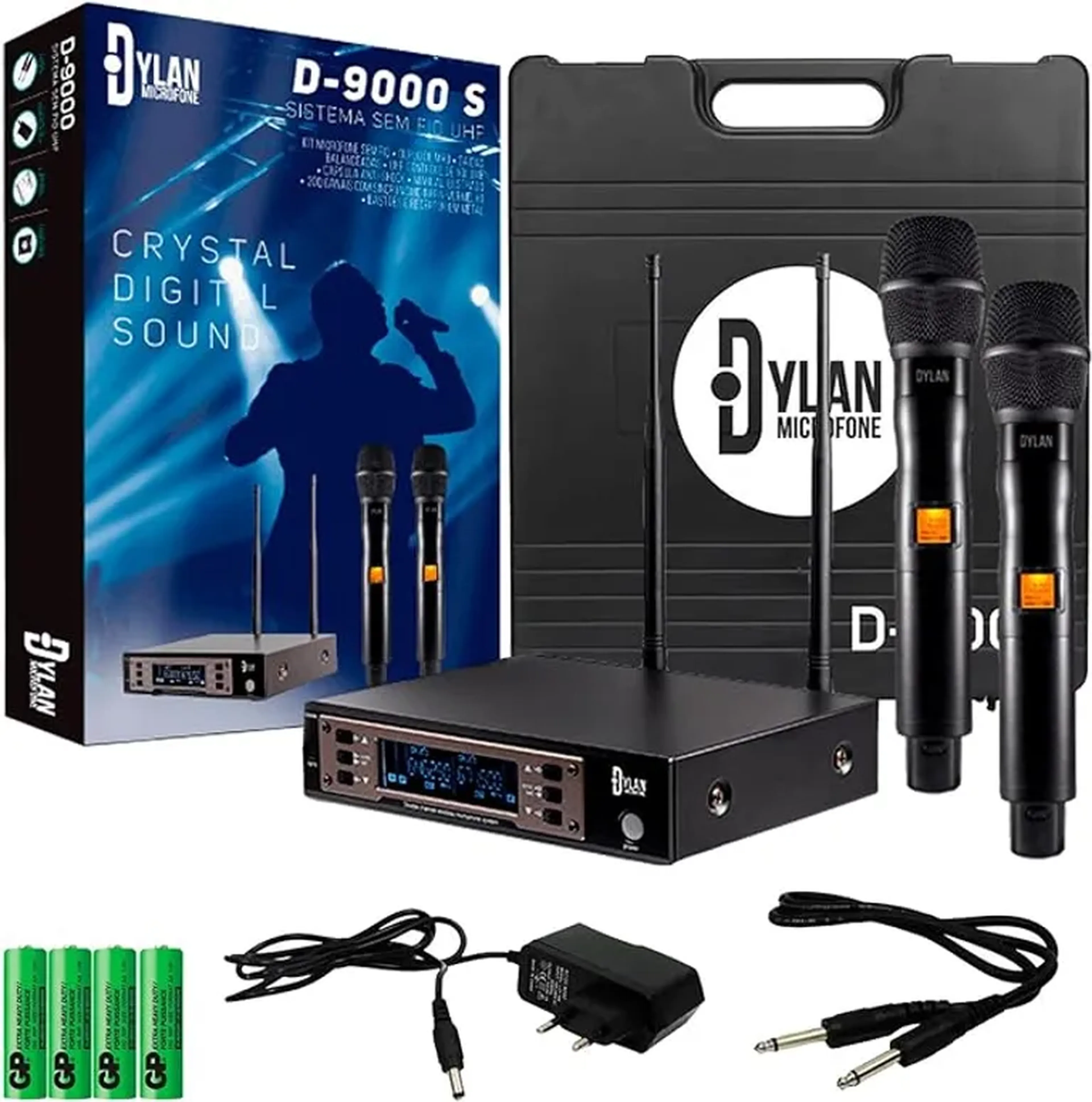 MICROFONE DYLAN D-9000S SISTEMA SEM FIO UHF COM 200 CANAIS ACOMP imagem