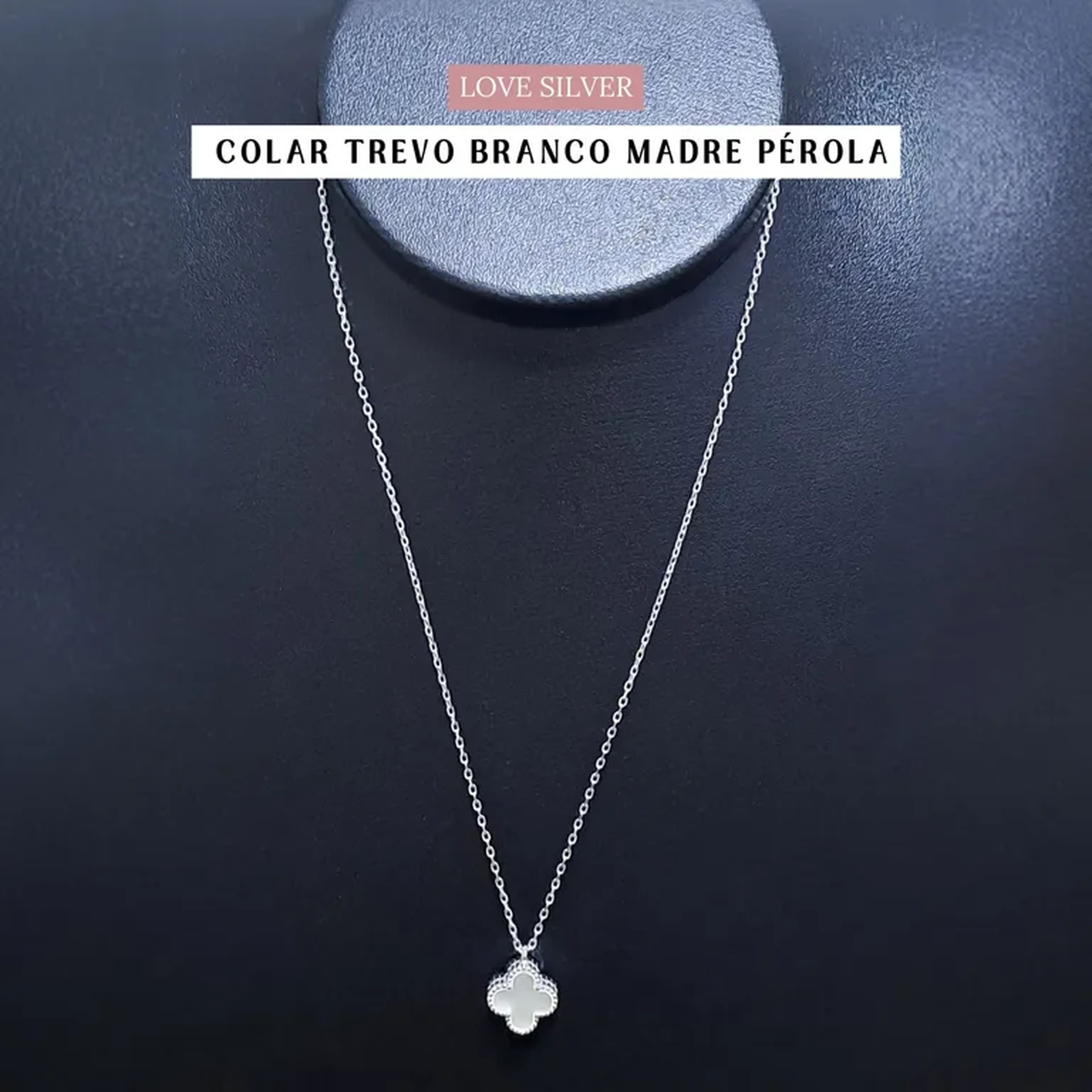 Colar Trevo Branco Madre Pérola - Prata 925 - Love Silver imagem