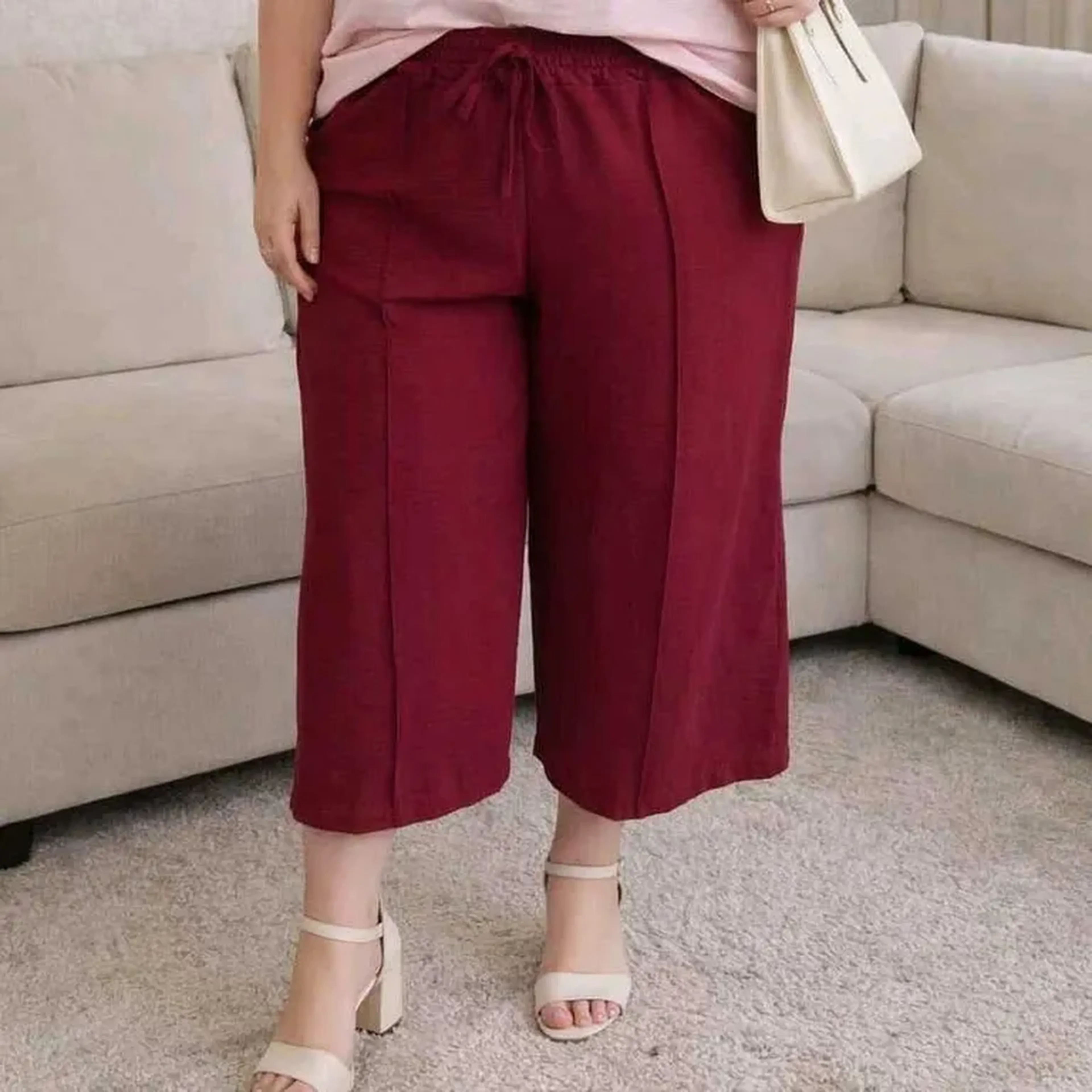 CALÇA PANTACOURT VINHO EM CREPE imagem