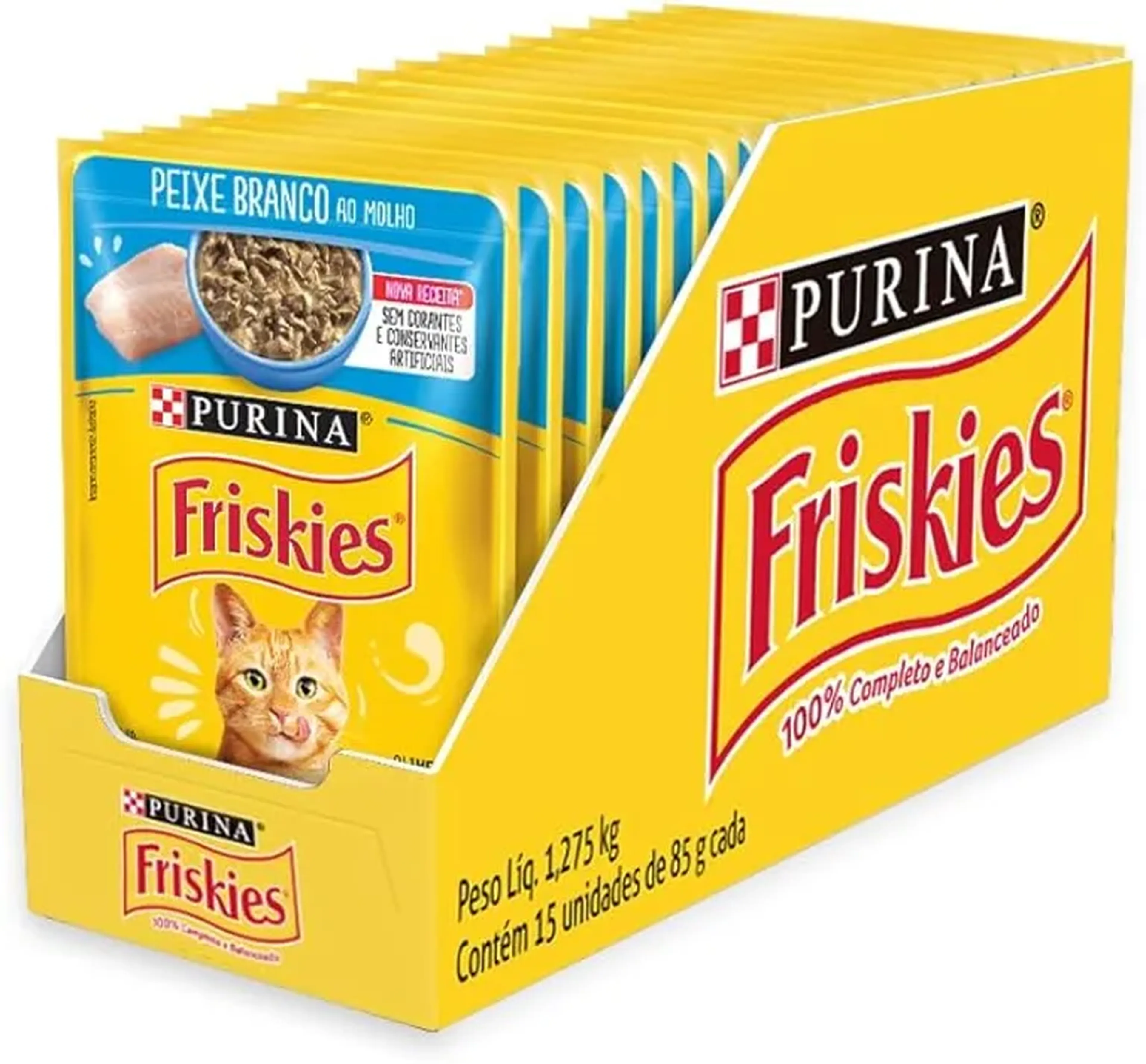 Friskies Sabor Peixe Branco ao Molho 85g Caixa Fechada com 15 un imagem