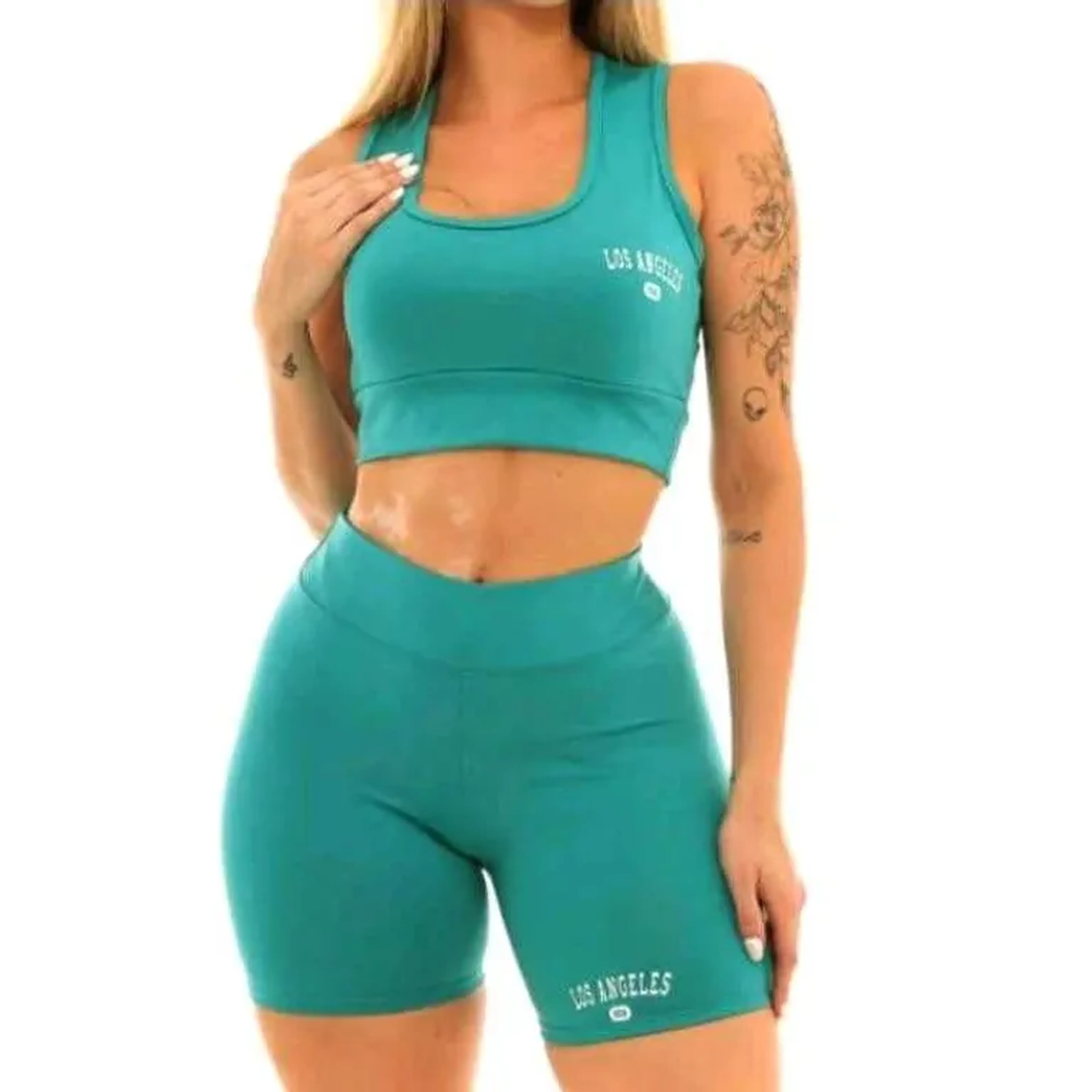 Conjunto fitwear verão verde água imagem