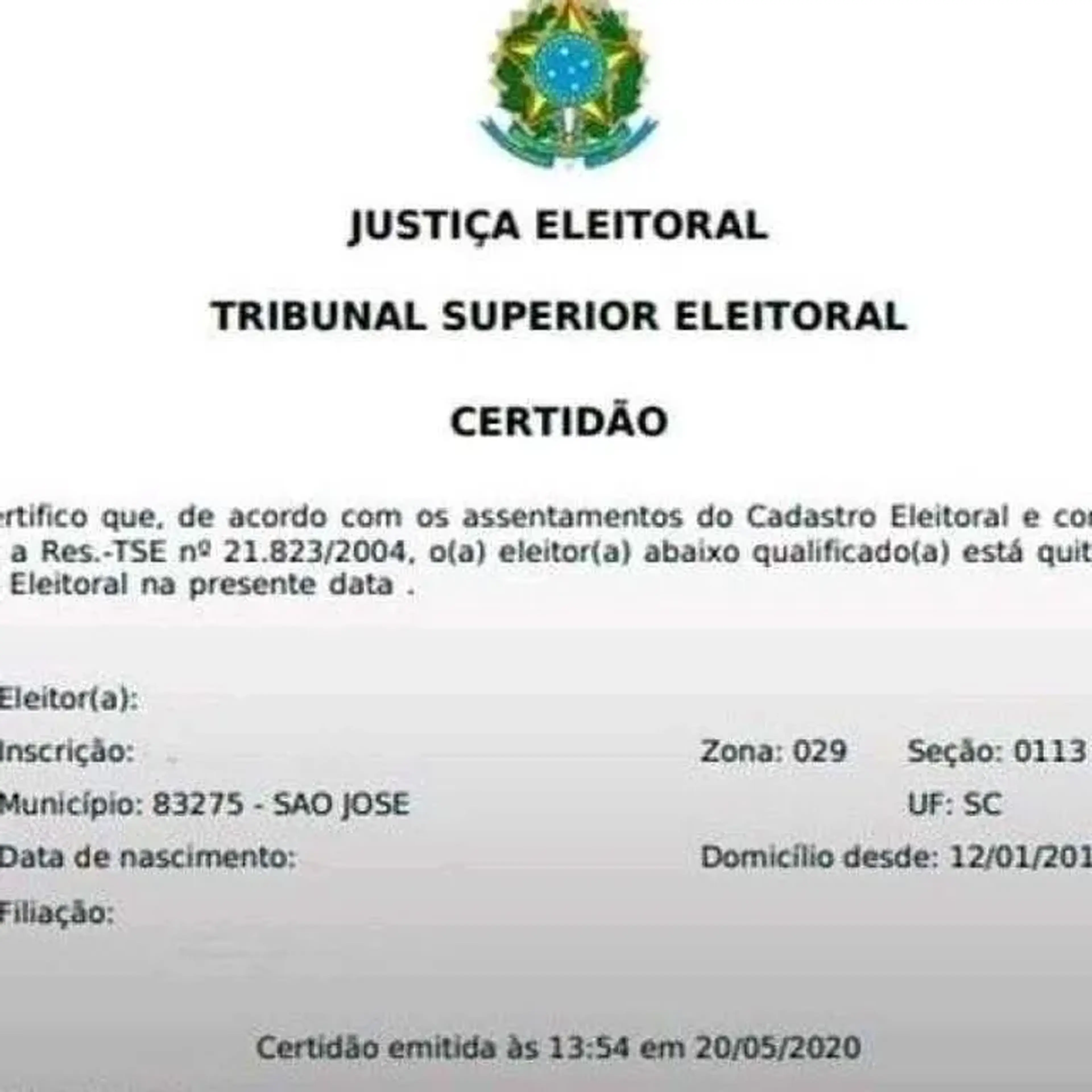 certidão de quitação eleitoral imagem