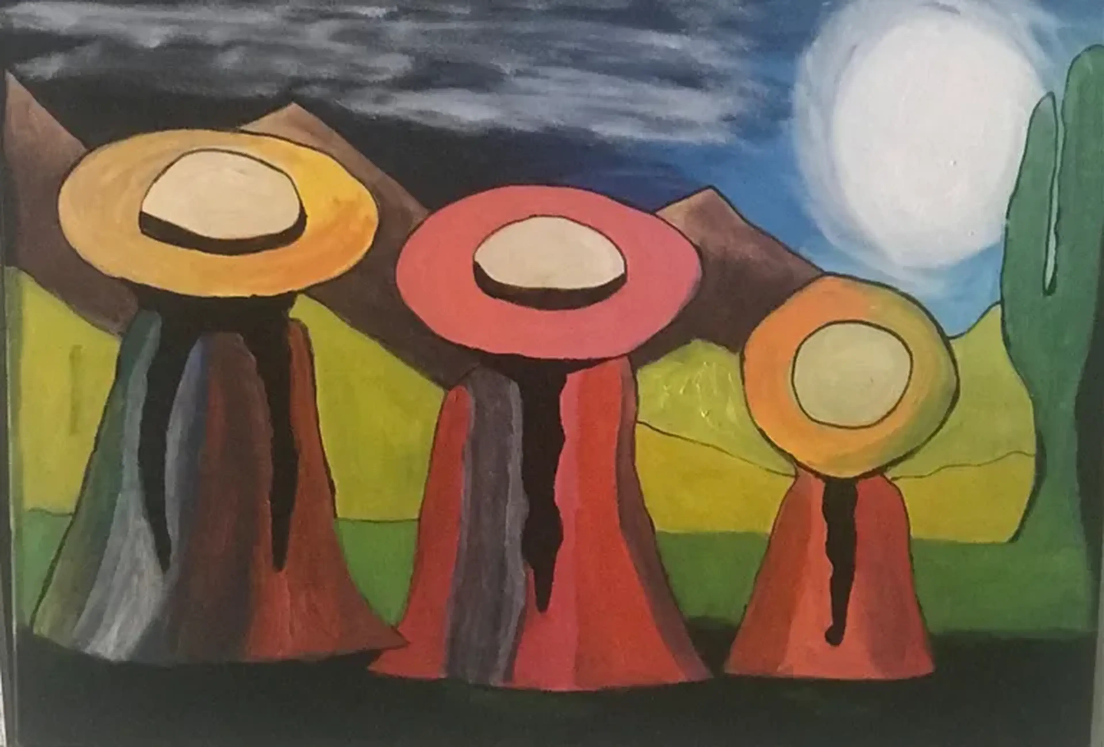 Tela tinta óleo 70x40 Peruanos Andes imagem