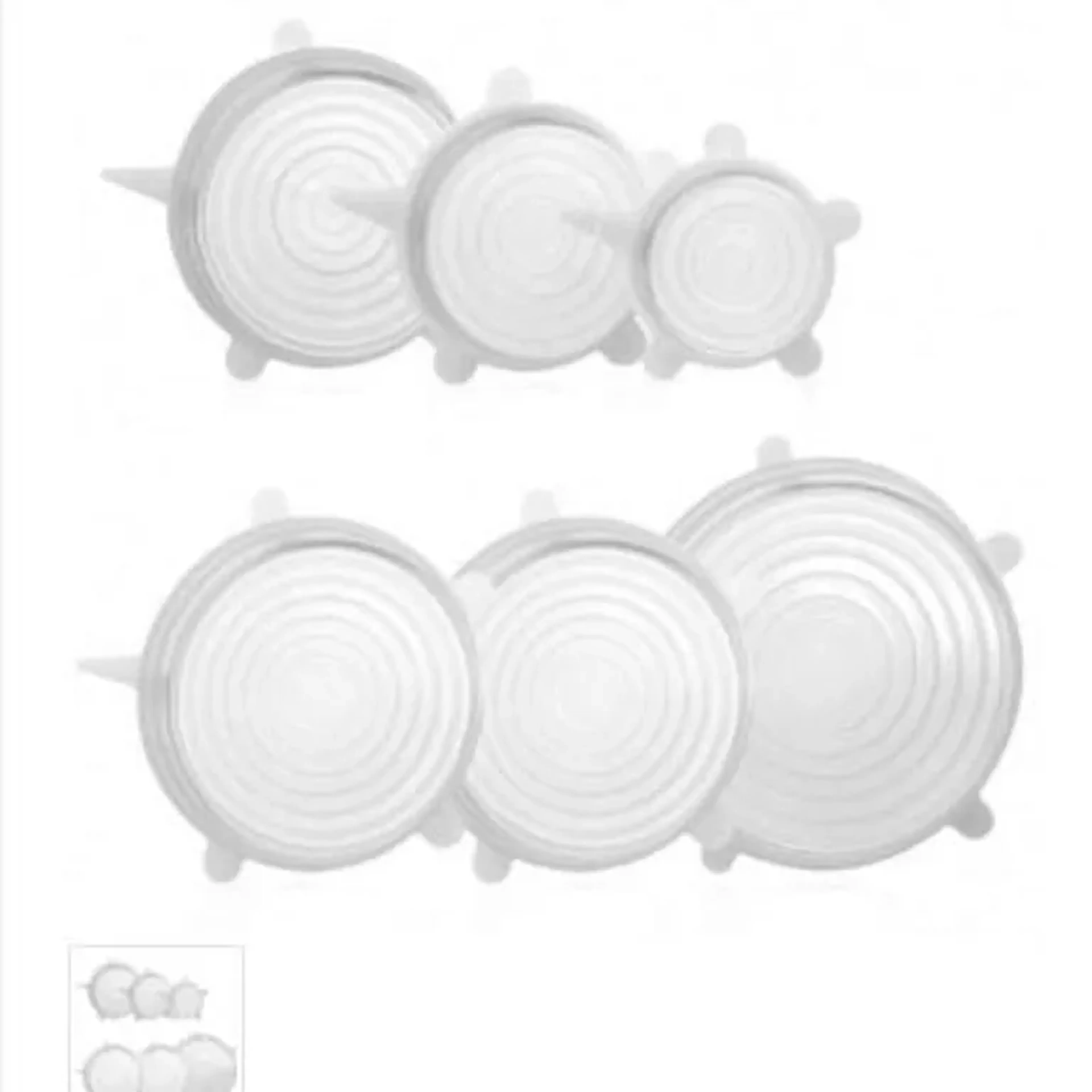 Kit 6 Pçs Tampa De Silicone Reutilizável Pote Alim imagem