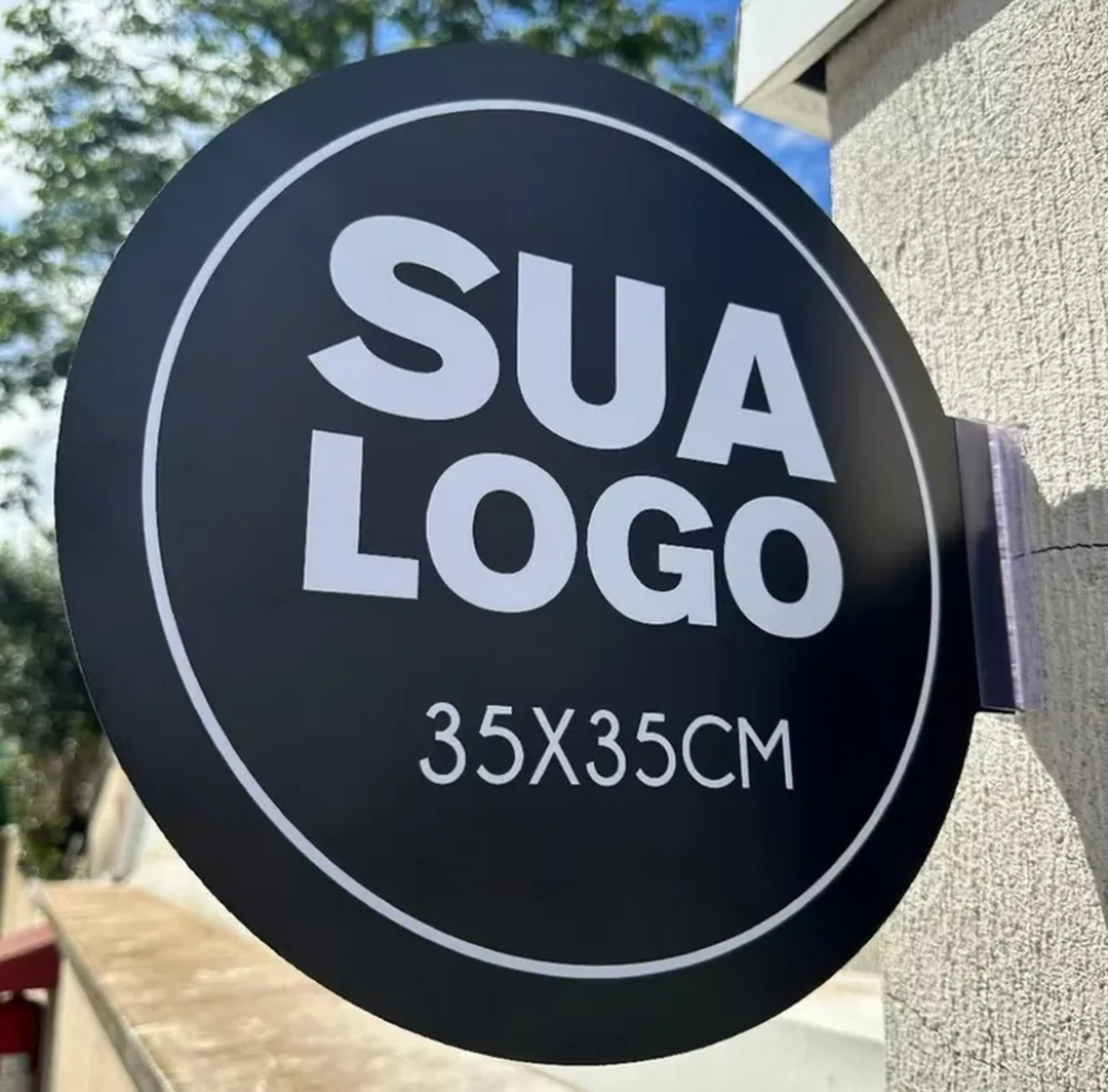 Placa Dupla Face Uso Externo - Sua Logo 35x35cm imagem