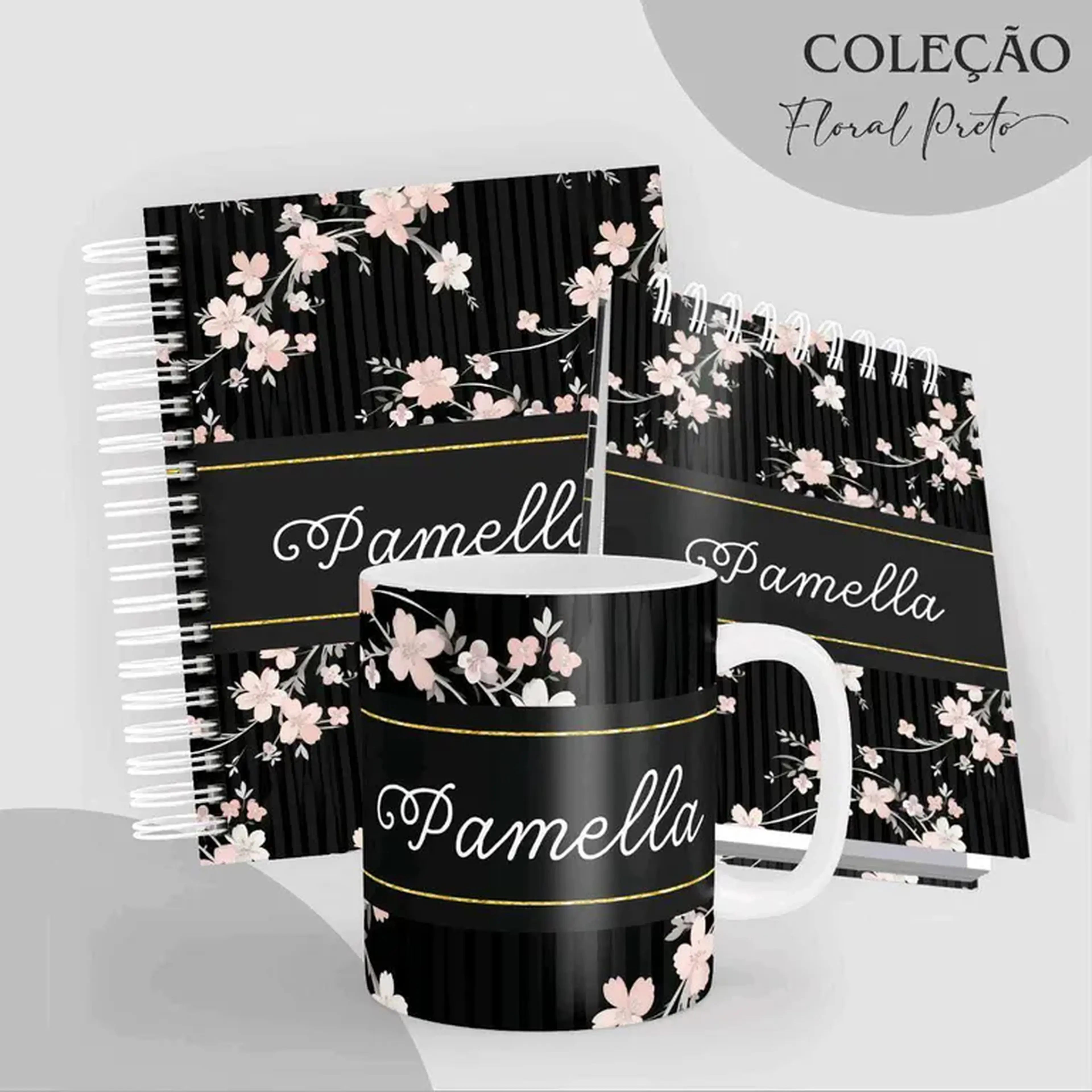 📒🗒️Kit Floral Preto ACB☕🌸 imagem