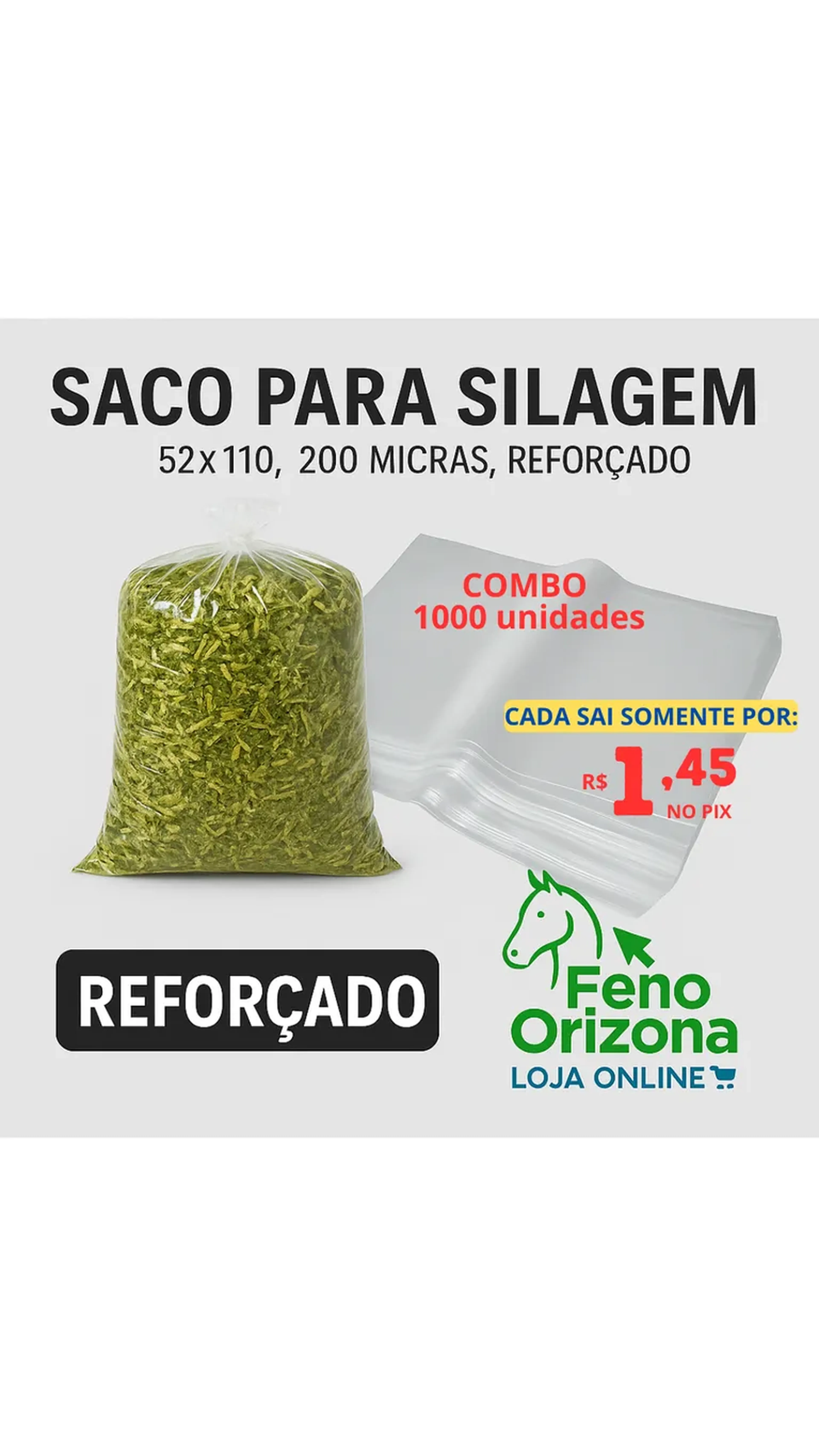 1000 - Saco para Silagem - Transparente 52x110 200mc - und imagem