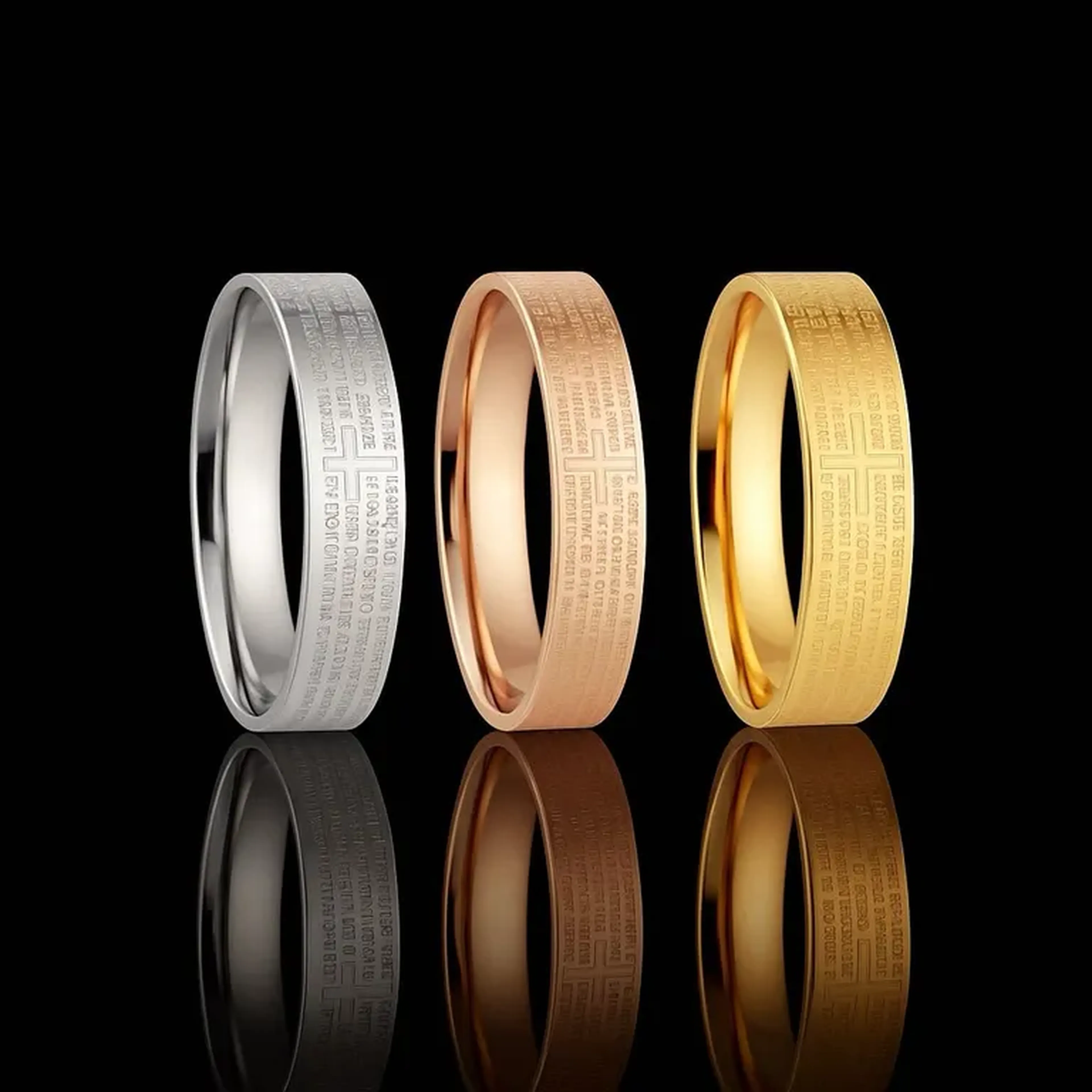 ANEL PAI NOSSO AÇO INOX DOURADO ROSE imagem