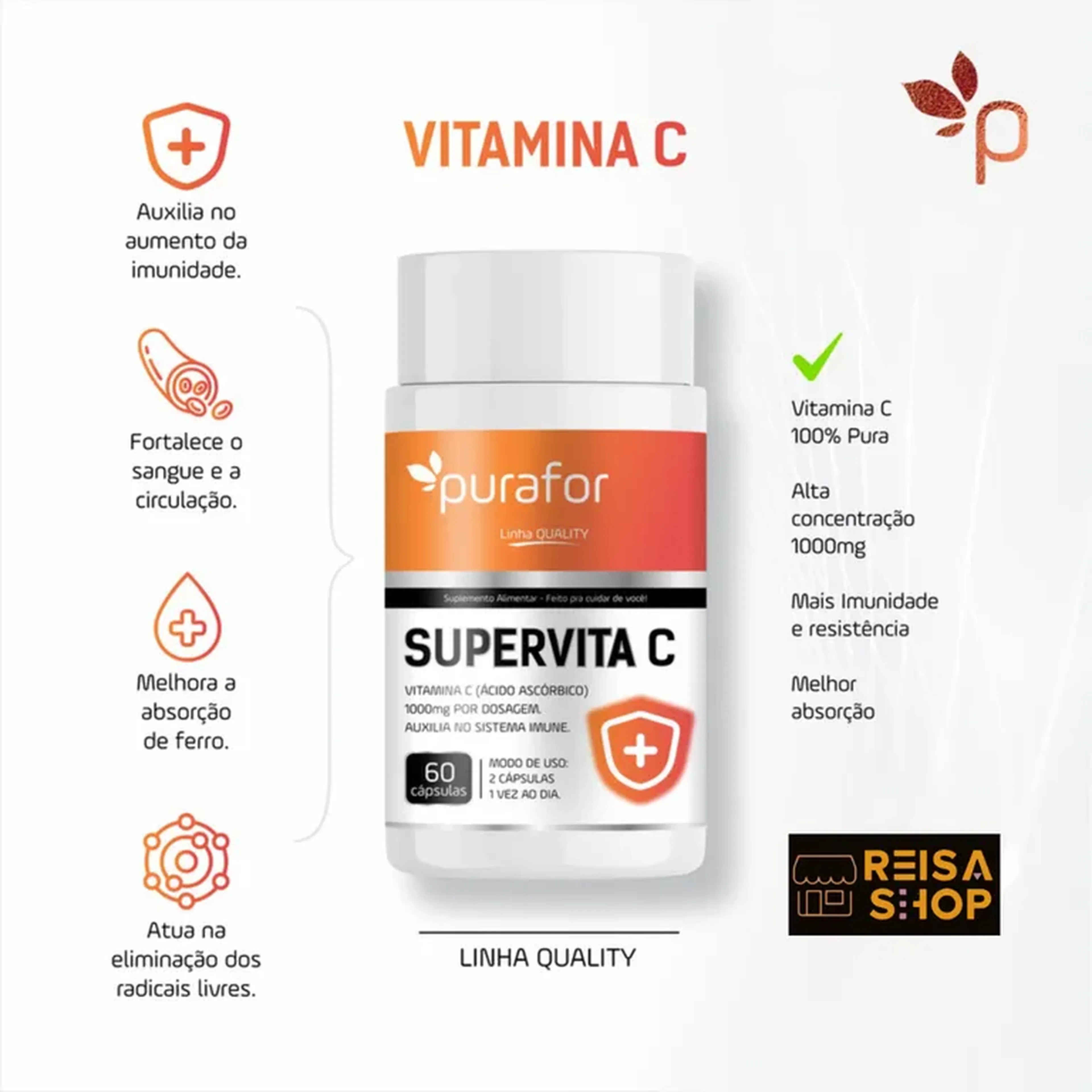 Vitamina C Alto Teor Supervita 60 Cáps imagem