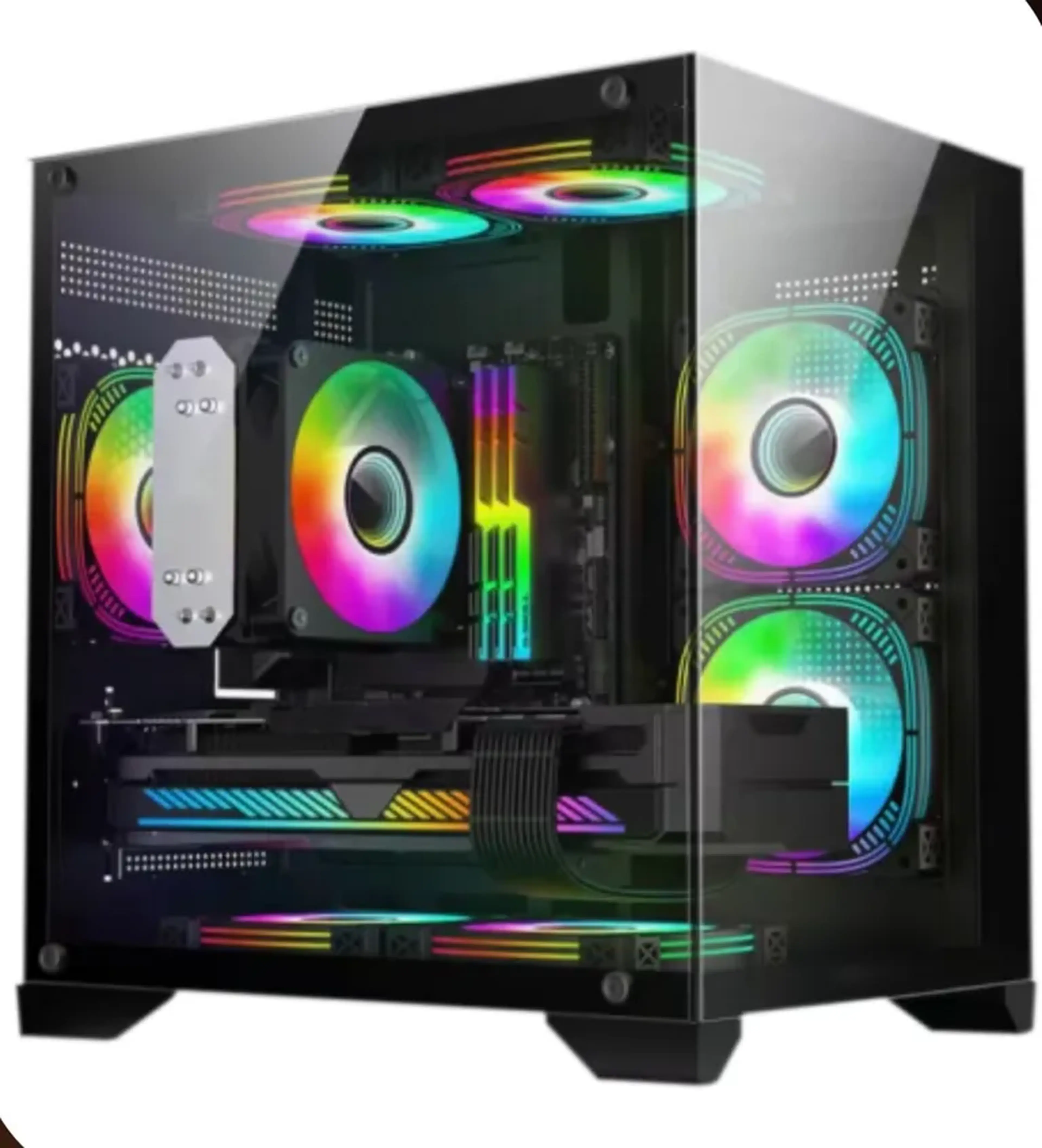 Gabinete Gamer Aquário Preto com 4 FANS RGB imagem