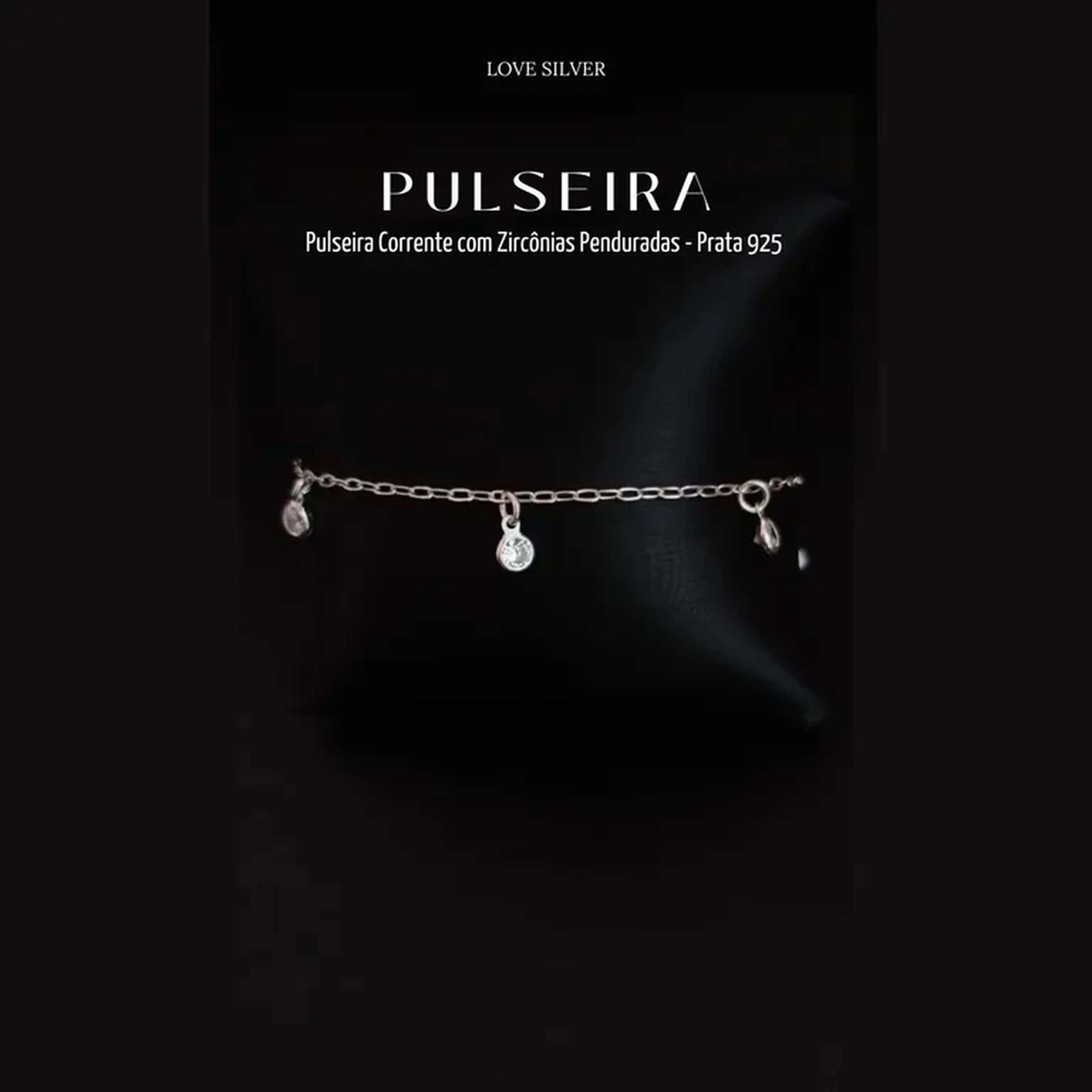 Pulseira Corrente com Zircônias Penduradas - Prata 925 imagem