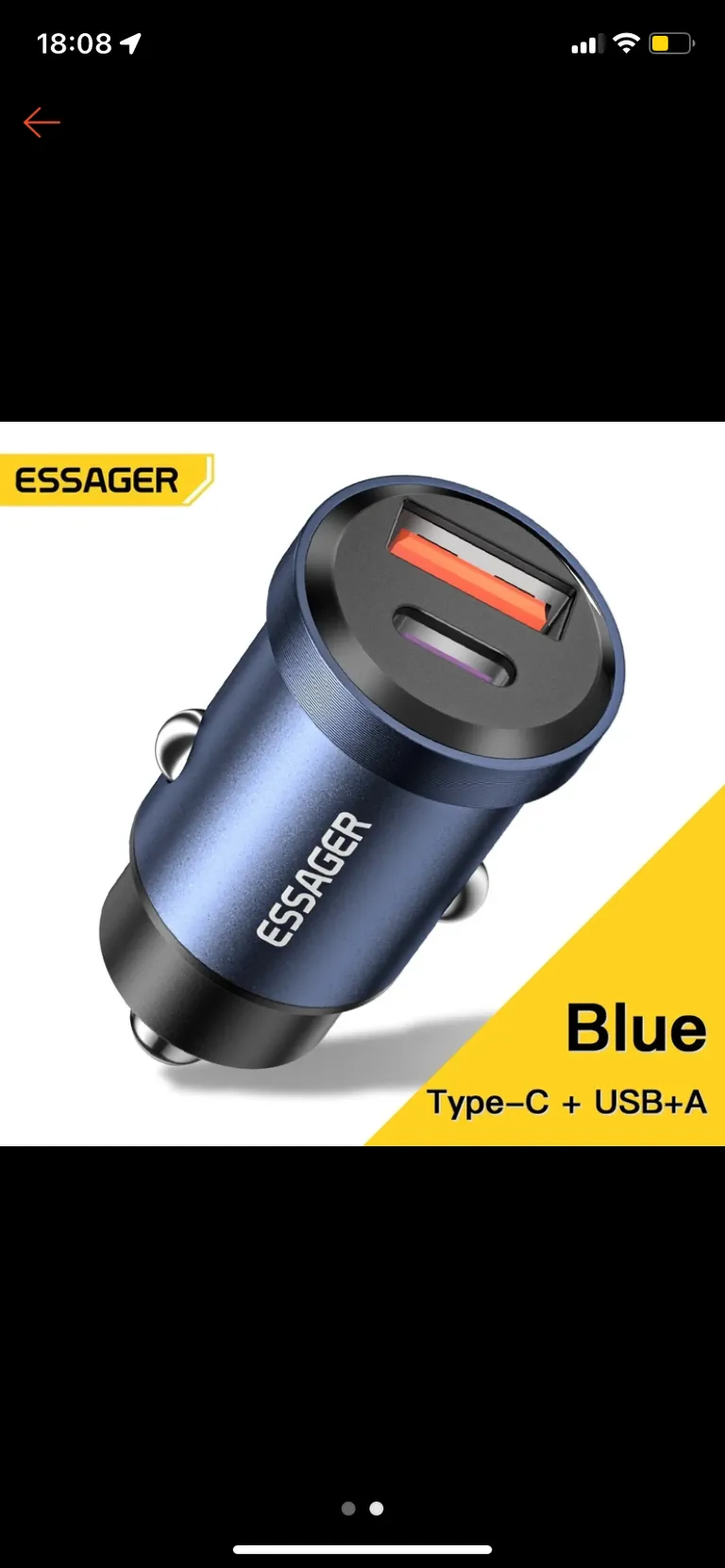 Carregador veicular Essager 30W importado imagem
