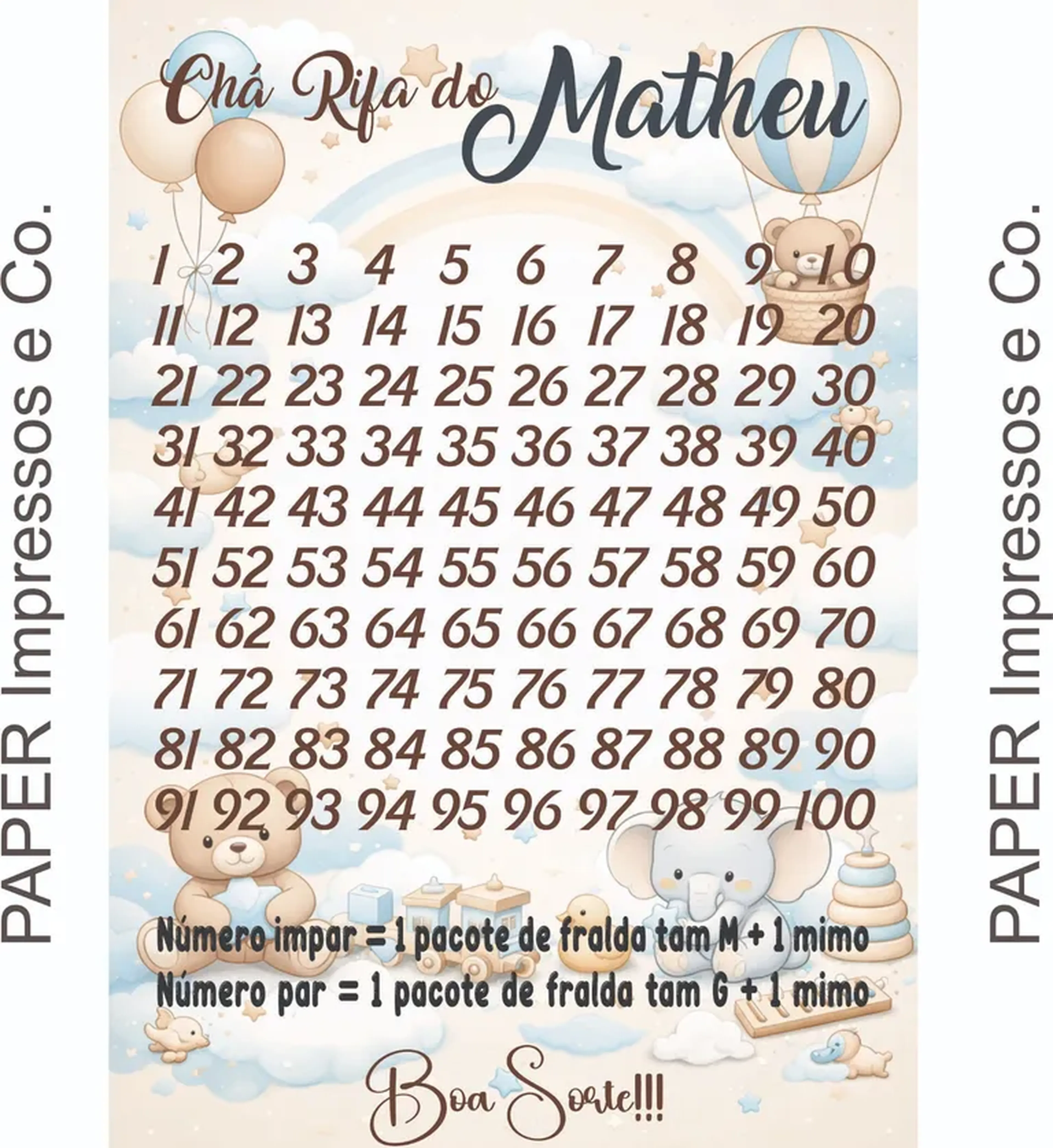 ARQUIVO DIGITAL CHA RIFA MENINO imagem