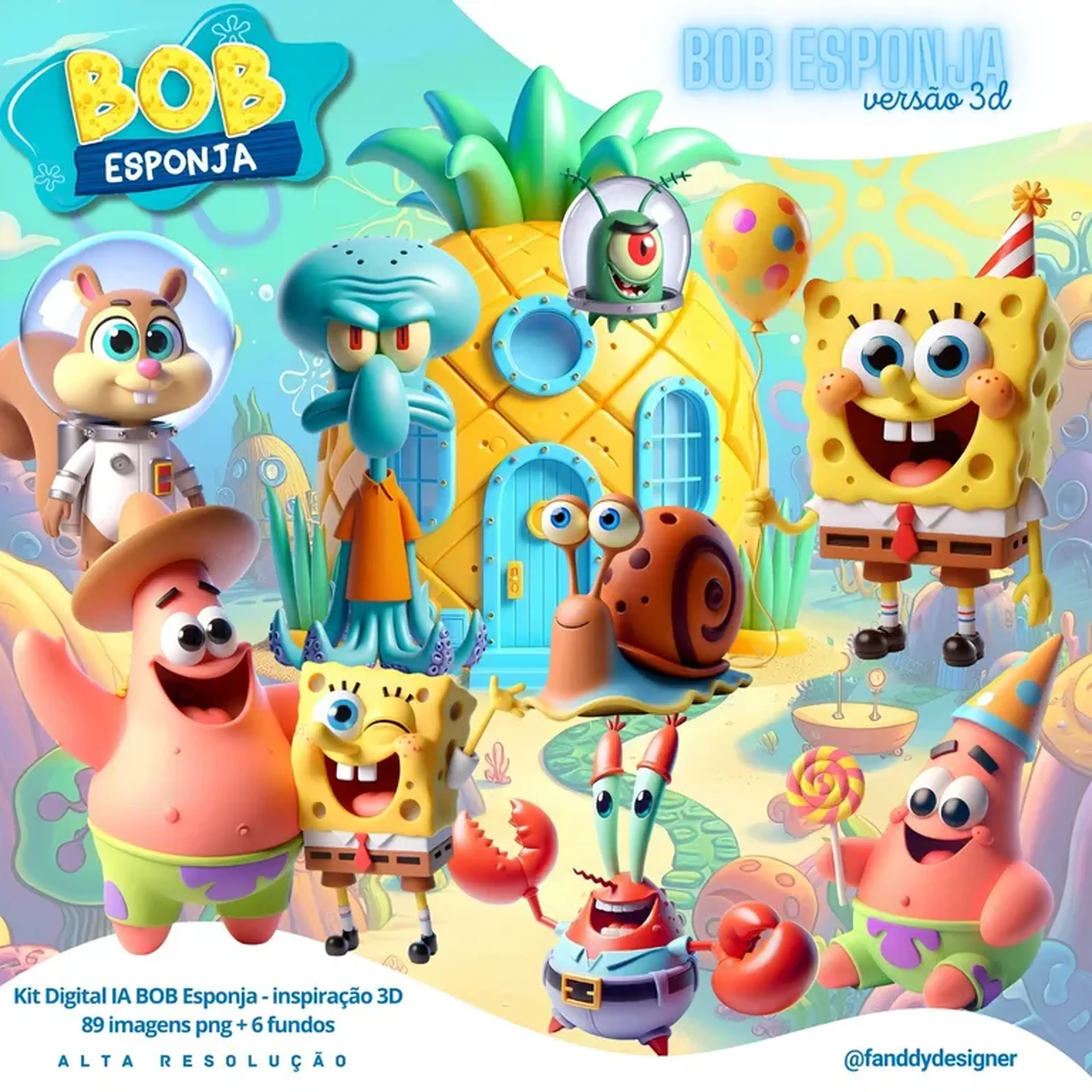 Kit Digital 3D Bob Esponja imagem