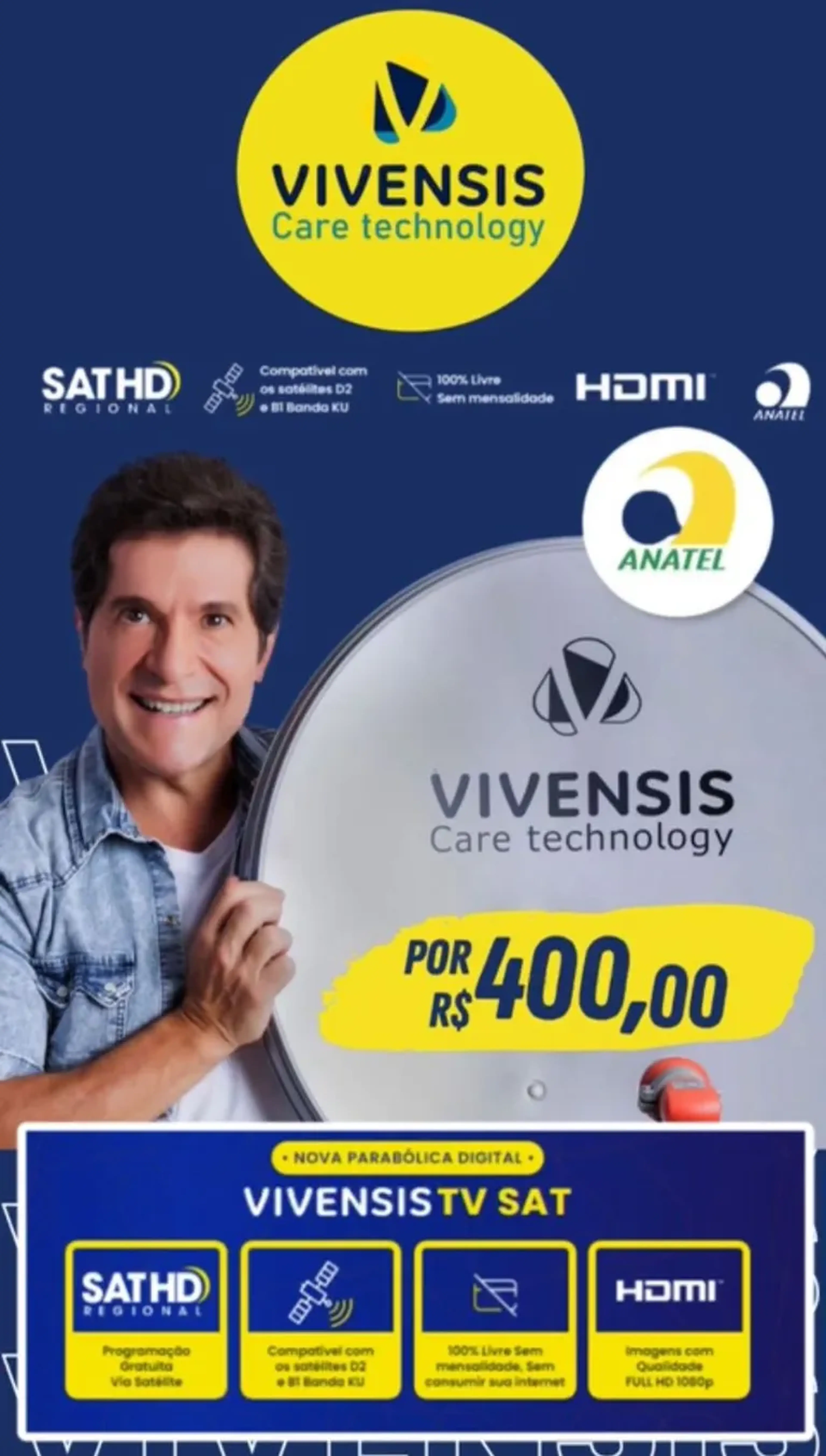 VIVENSIS KIT NOVA PARABOLICA DIGITAL COMPLETO imagem