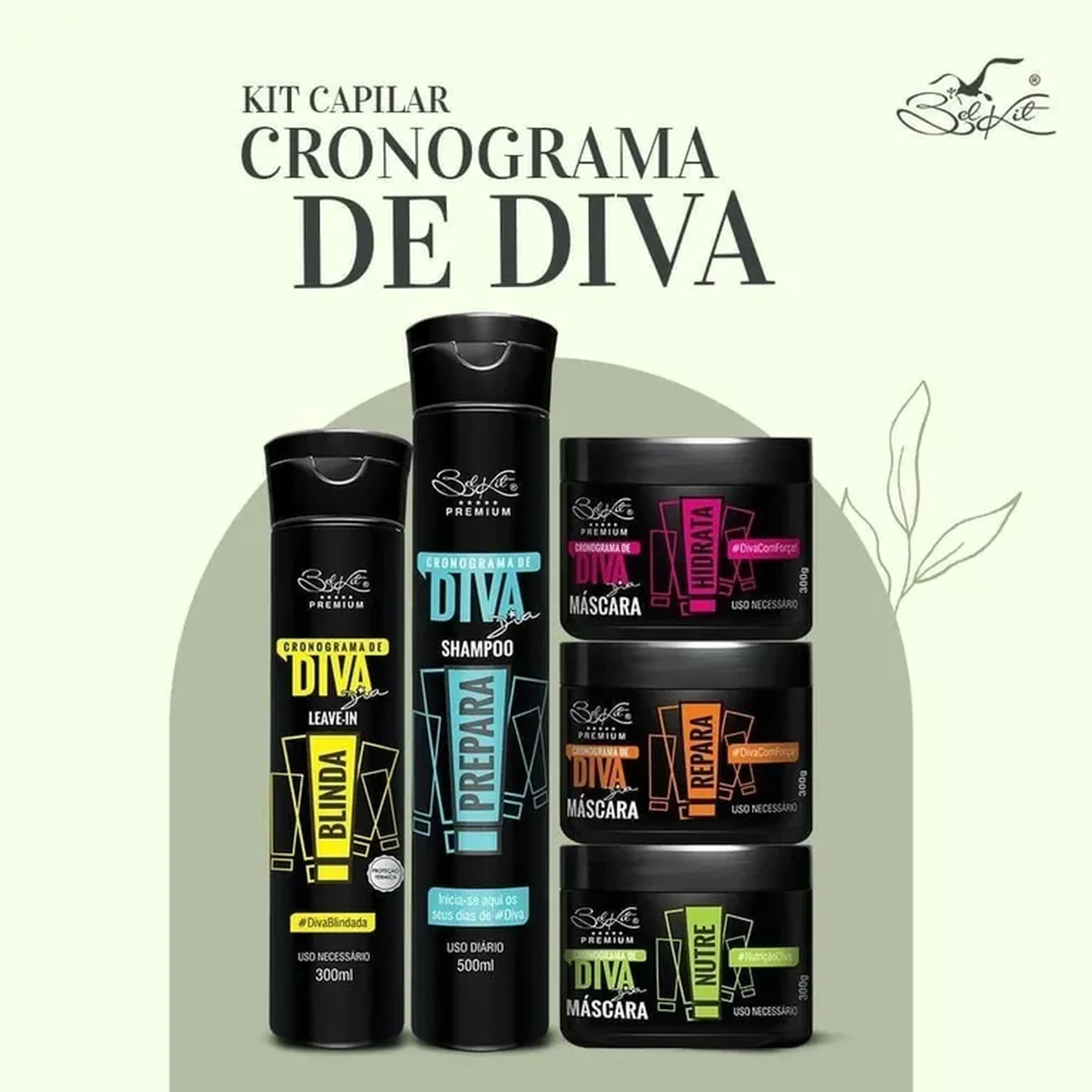 Kit 5 Itens Capilar Cronograma de Diva Belkit imagem