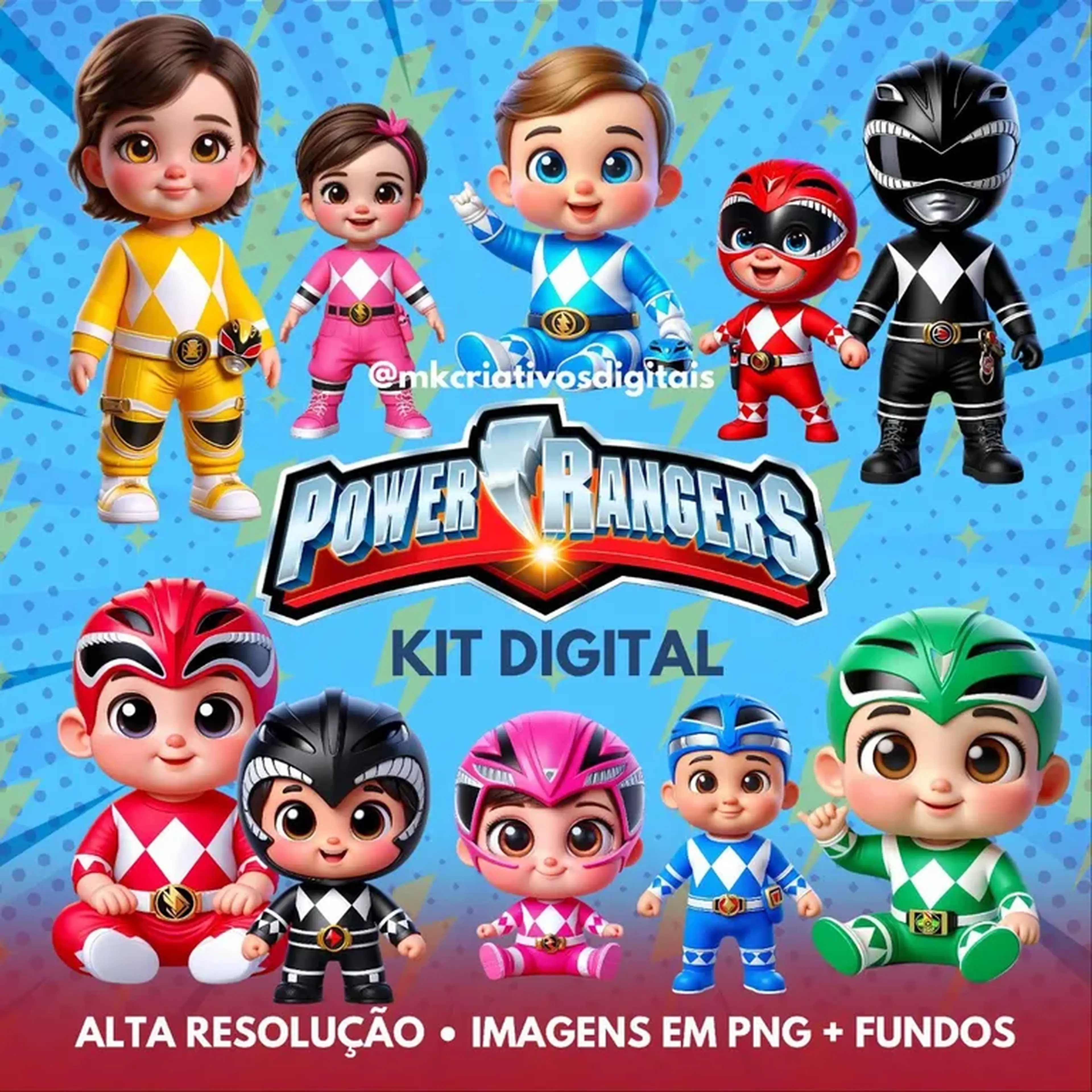 Kit Digital Power Rangers Baby - PNG I.A. imagem