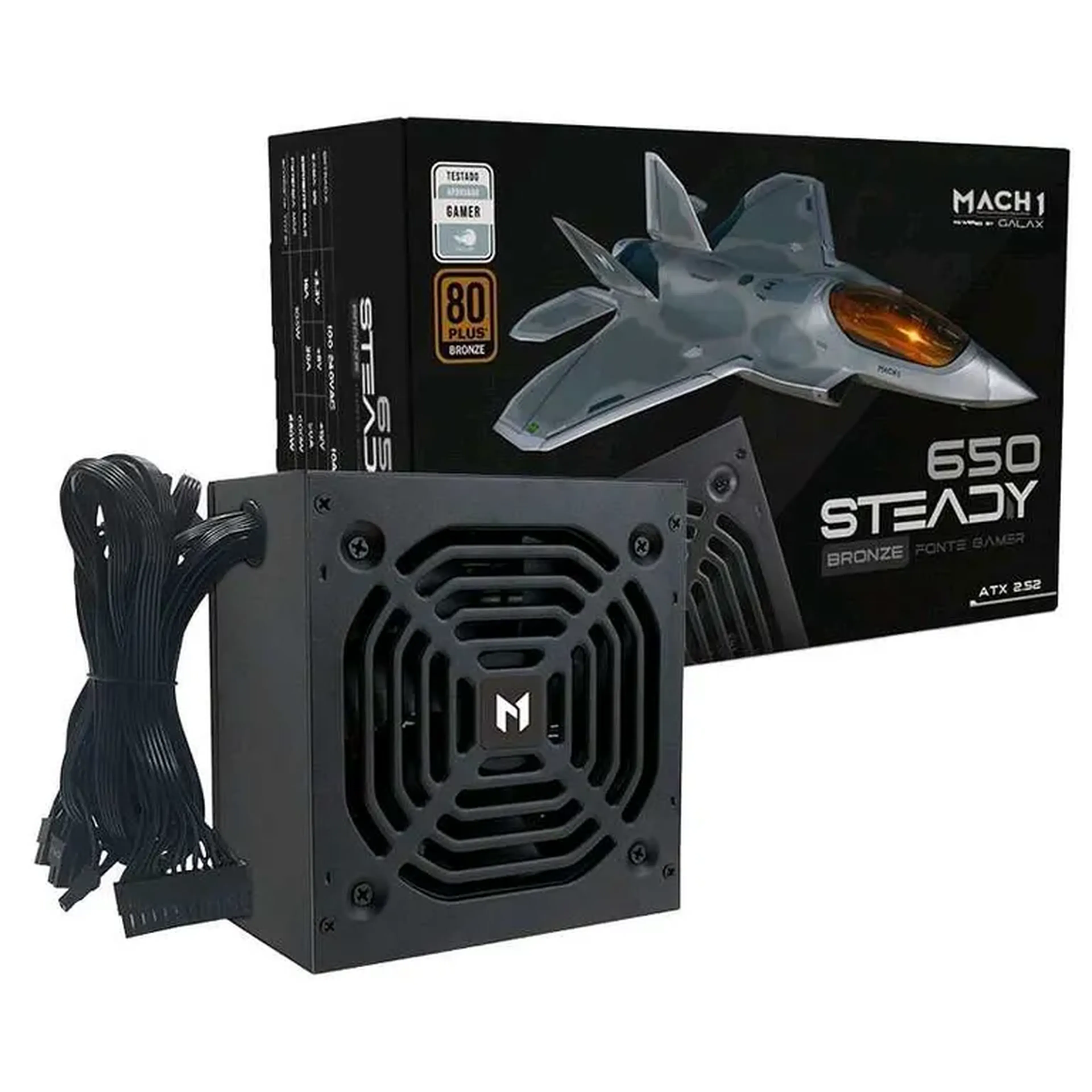 Fonte 650W MACH1 Steady, 80 Plus Bronze, PFC Ativo, Preto imagem