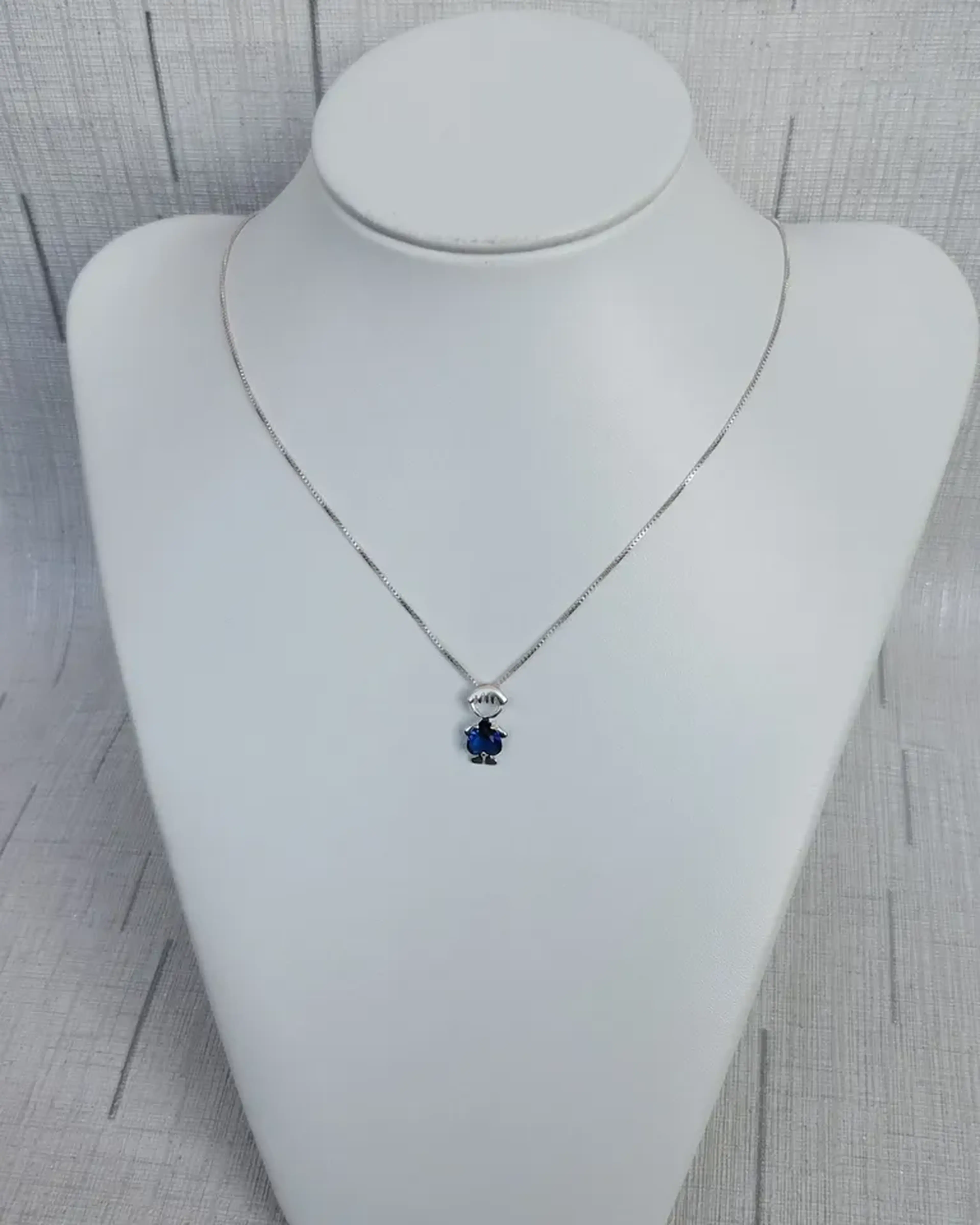 Colar Filho Menino em Prata 925 com Zircônia Azul Coração imagem