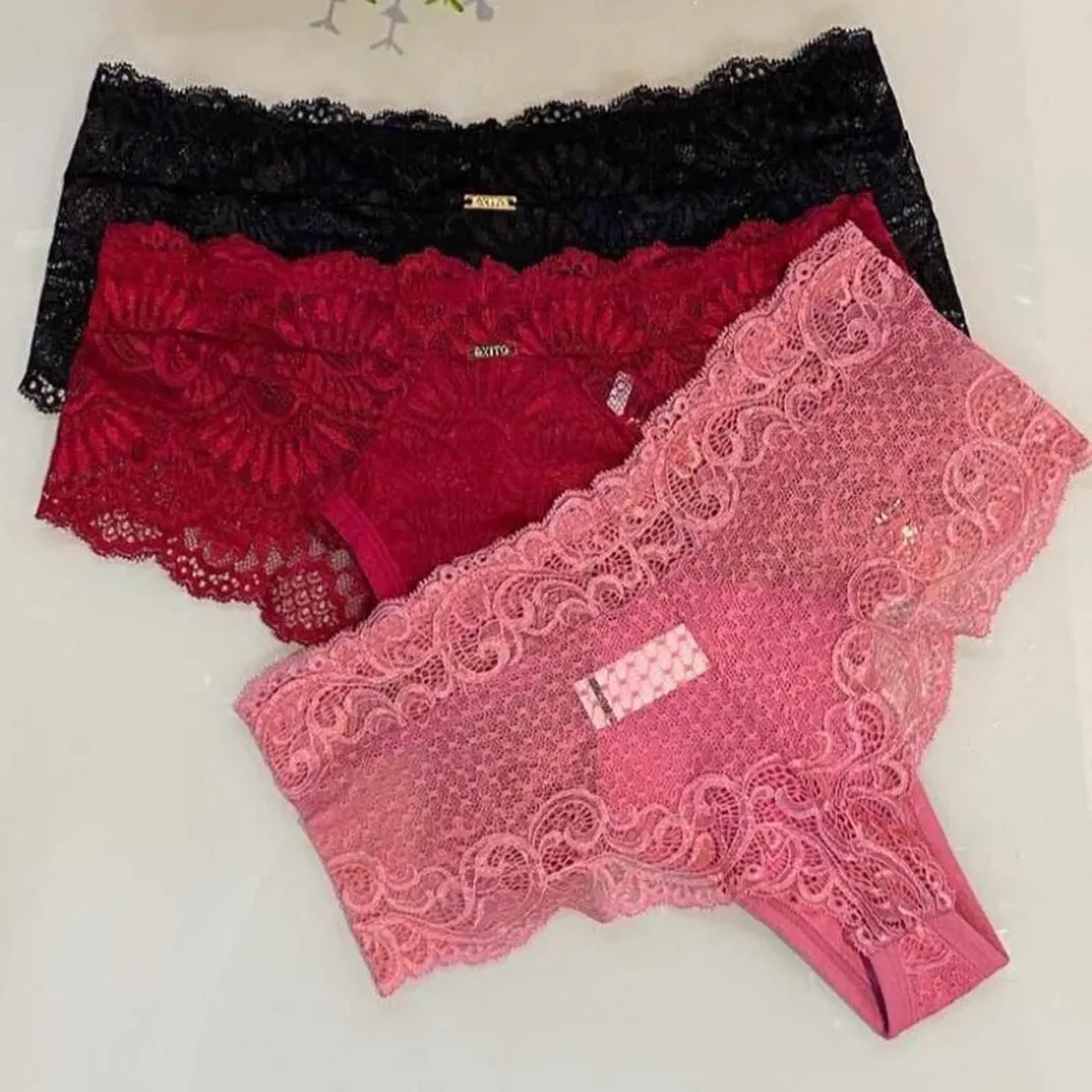 kit c 3 calça fio dental de renda imagem