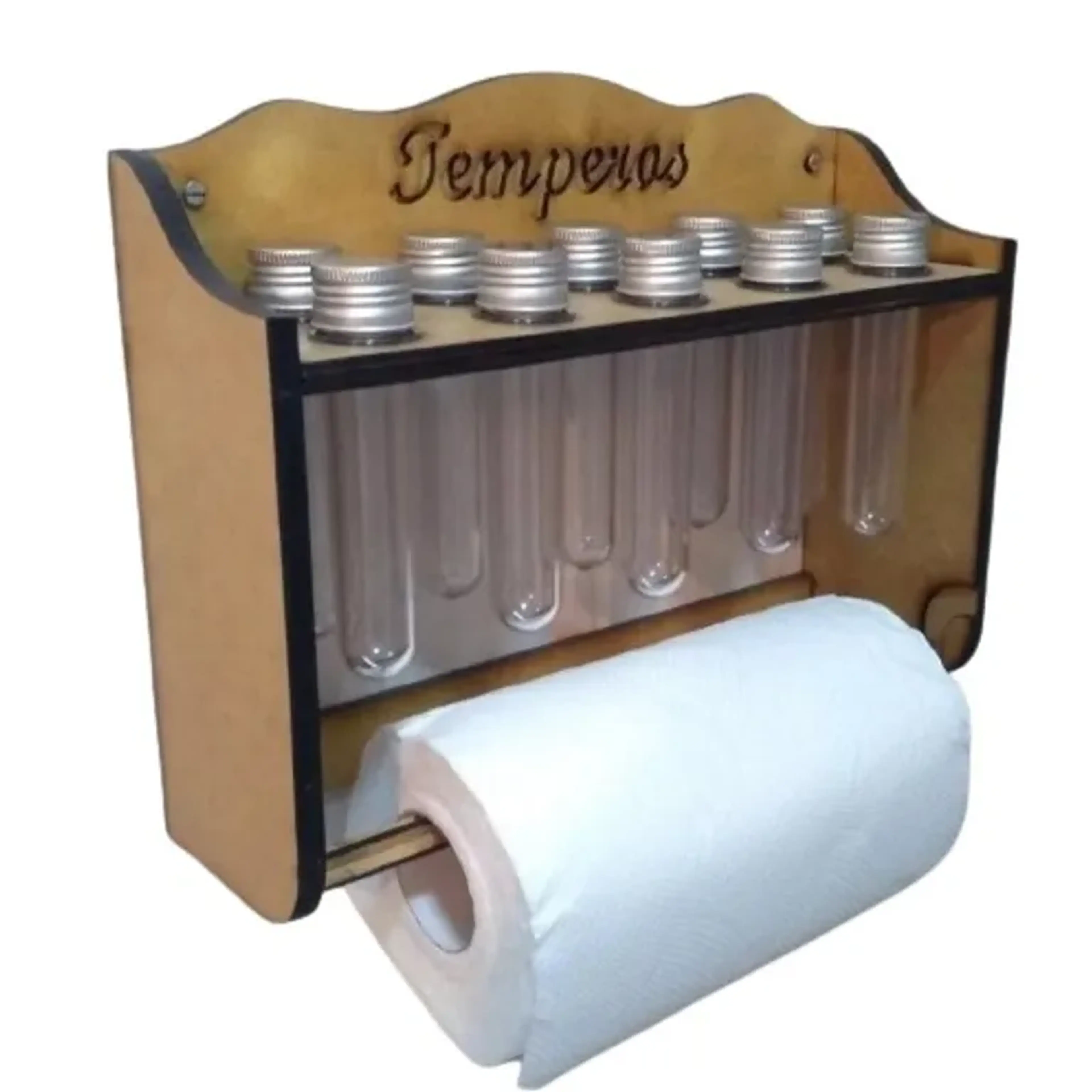 Porta Condimentos como 10 Frascos e Papel Toalha imagem