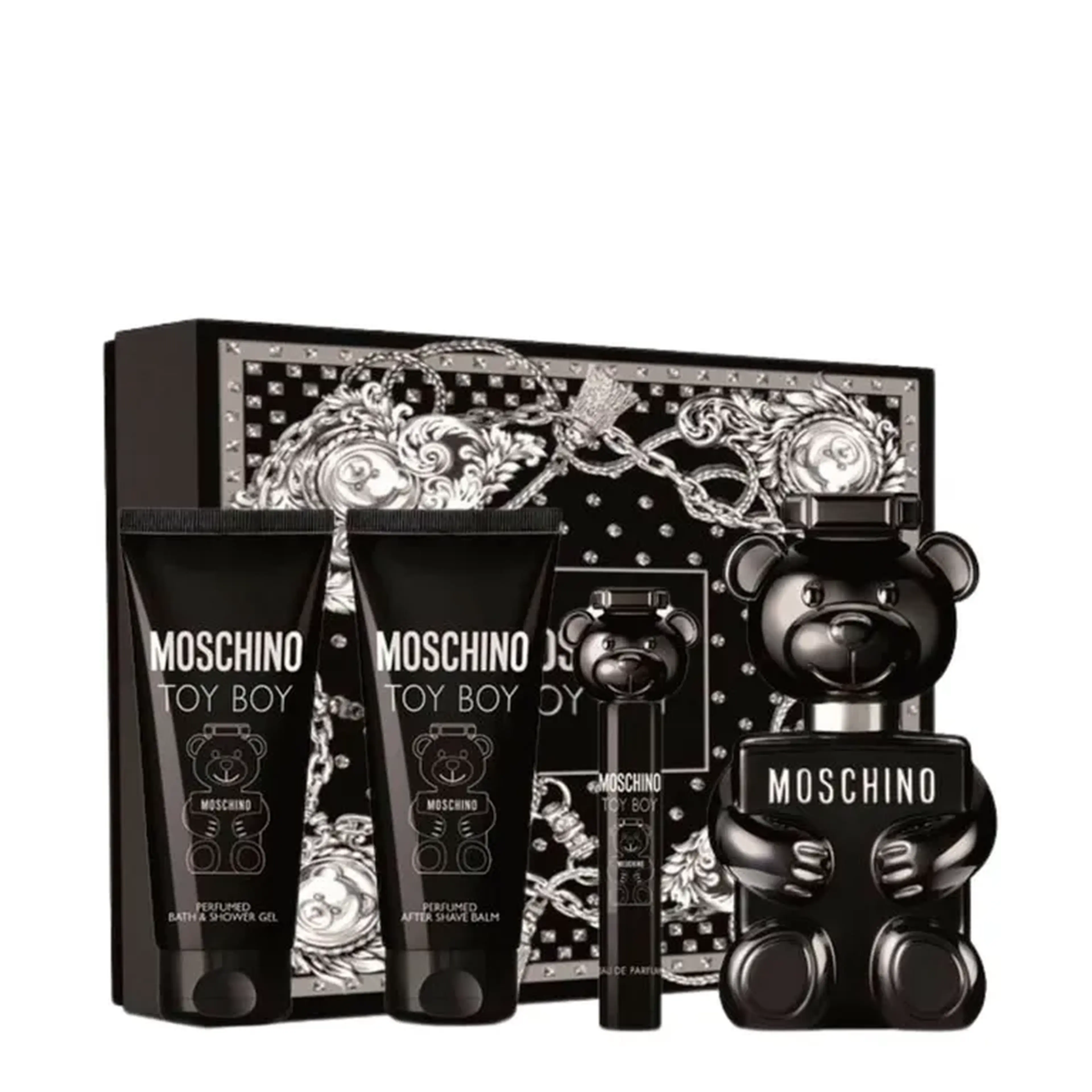 KIT TOY BOY + SHOWER GEL + BALM + MINIATURA EAU DE PARFUM MASCUL imagem