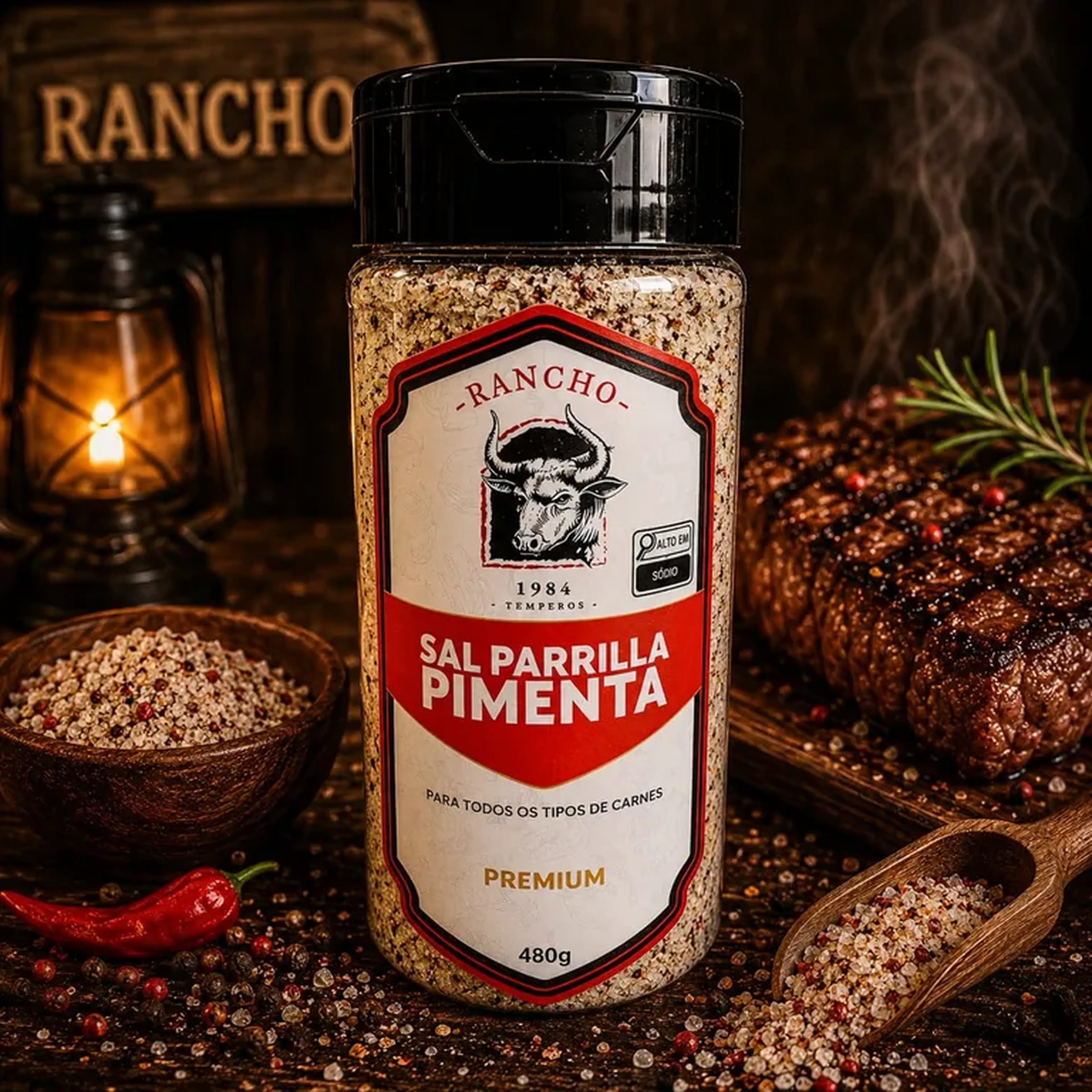 Tempero Para Churrasco Pimenta Rancho 1984 480g imagem