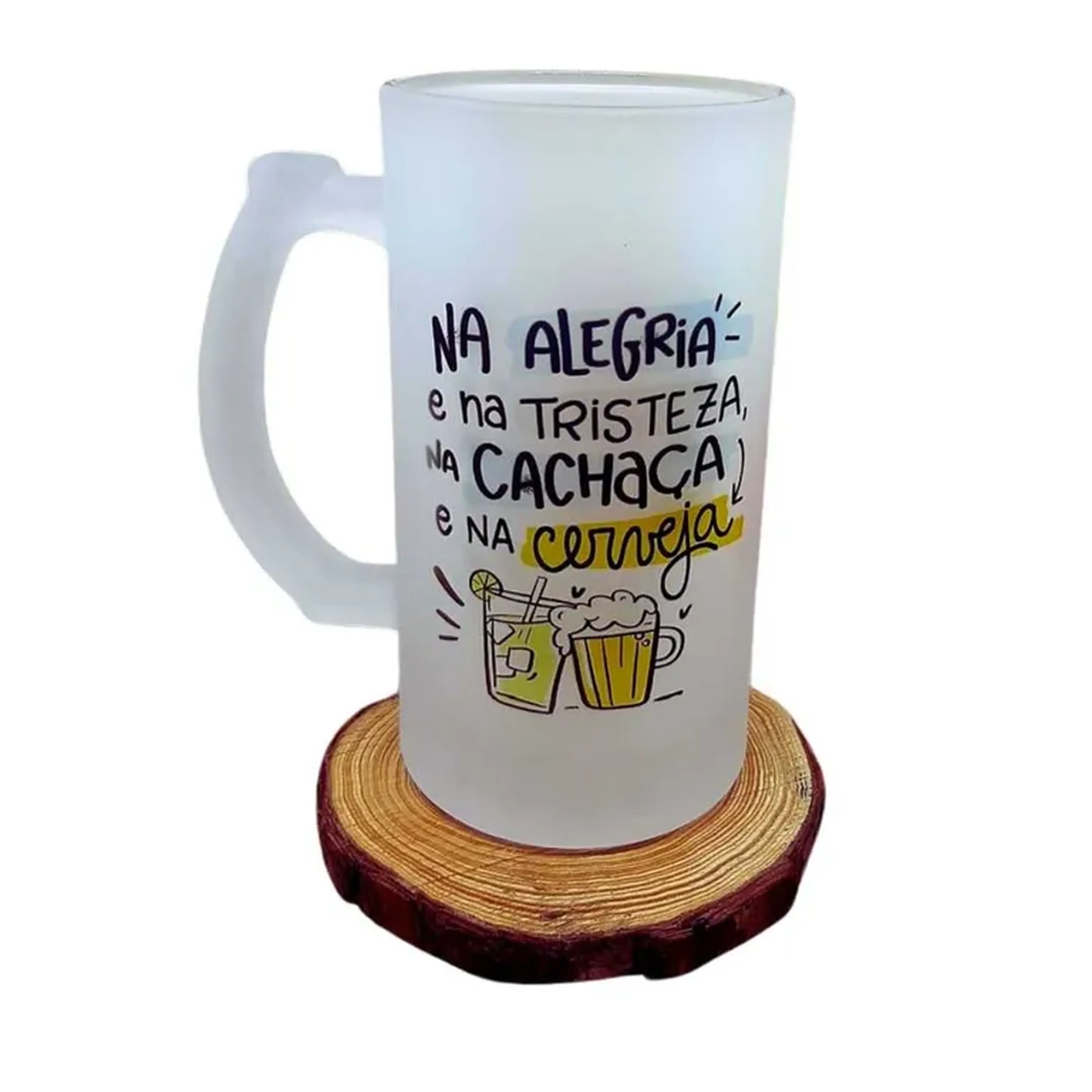 Caneca Personalizada Chopp Vidro Jateado - 475ml imagem