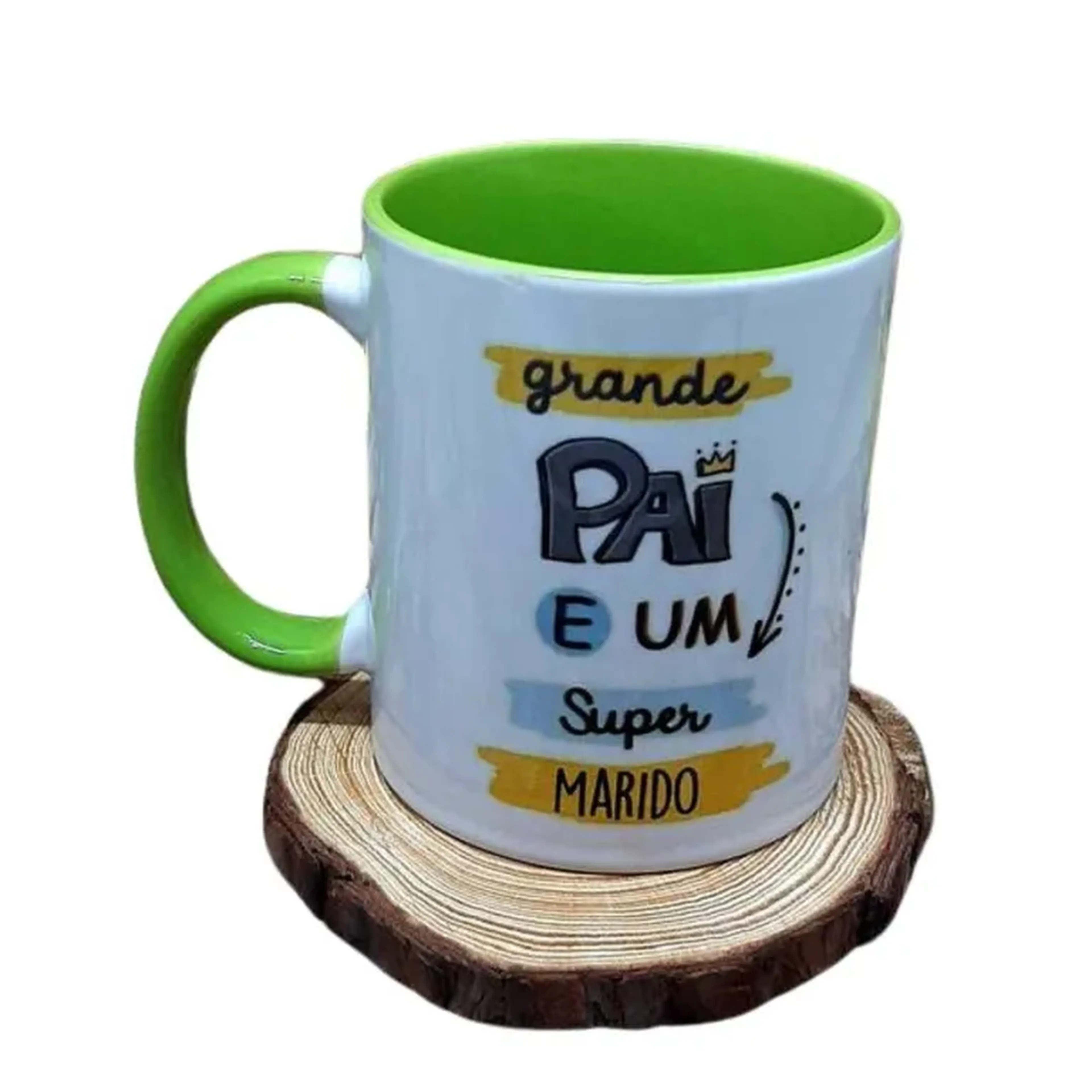 Caneca Personalizada Alça e Interior Verde Claro imagem