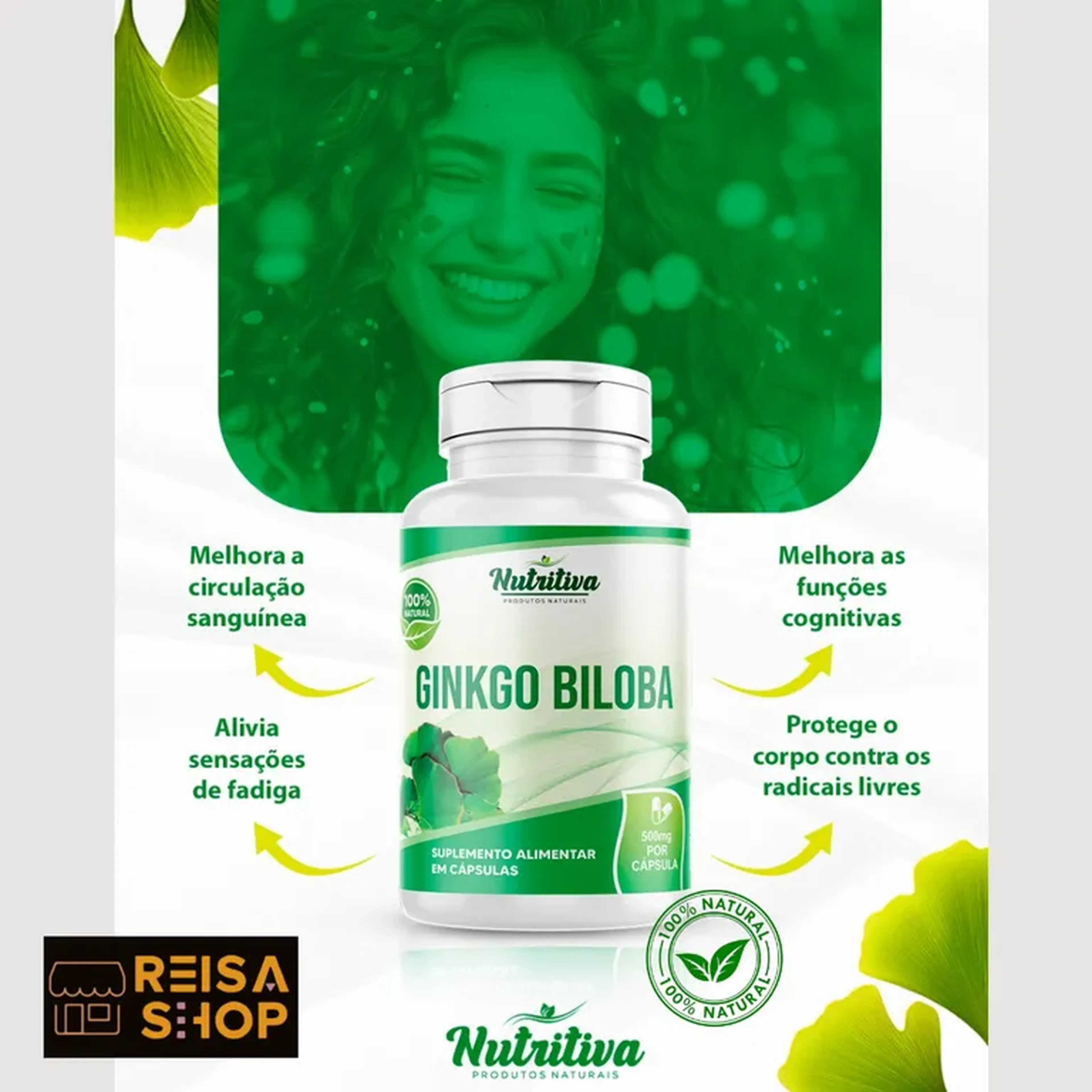 Gingko Biloba 100 Cá´psulas Nutritiva imagem