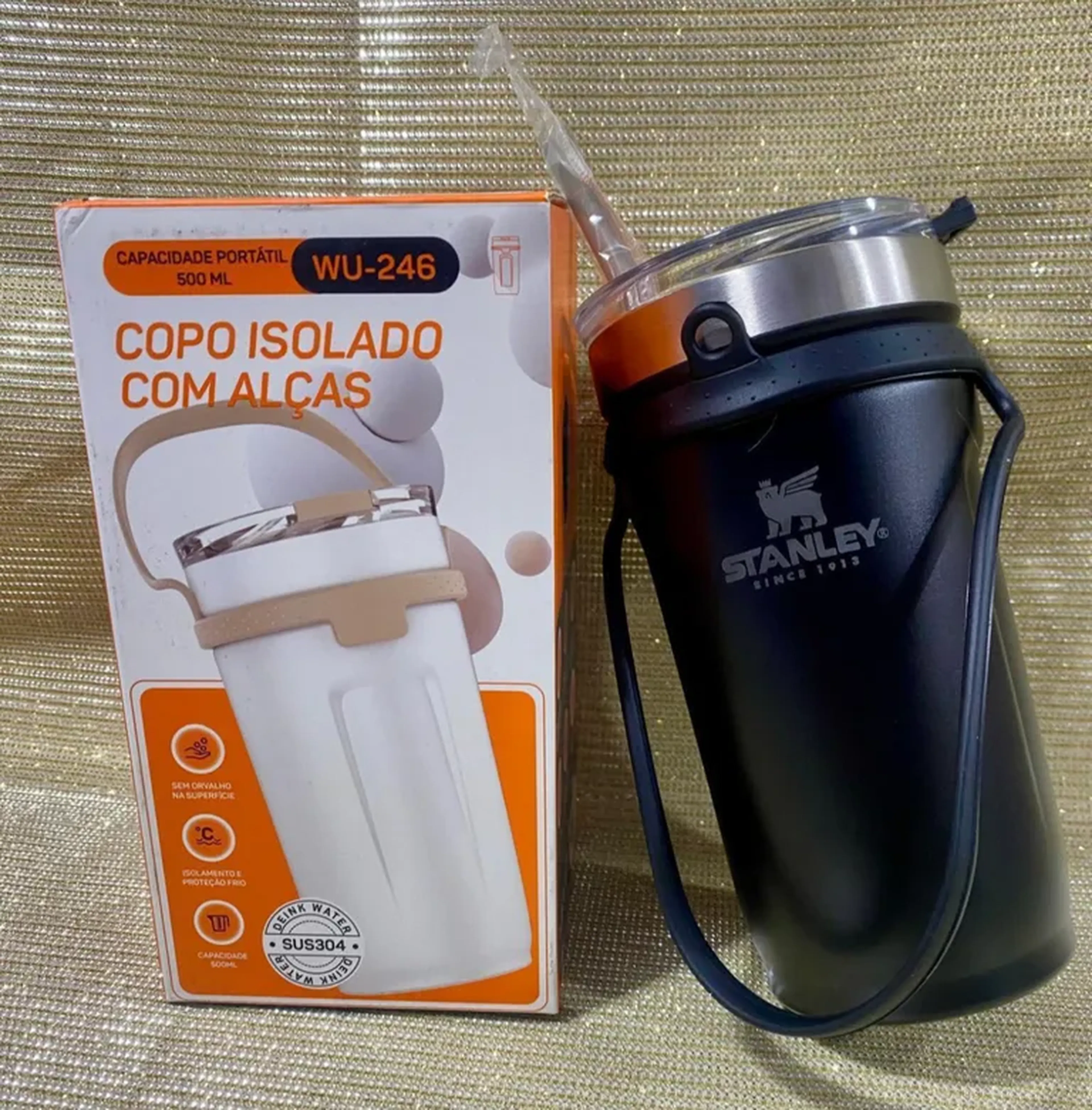 Copo Stanley isolado com alças 500 ml imagem