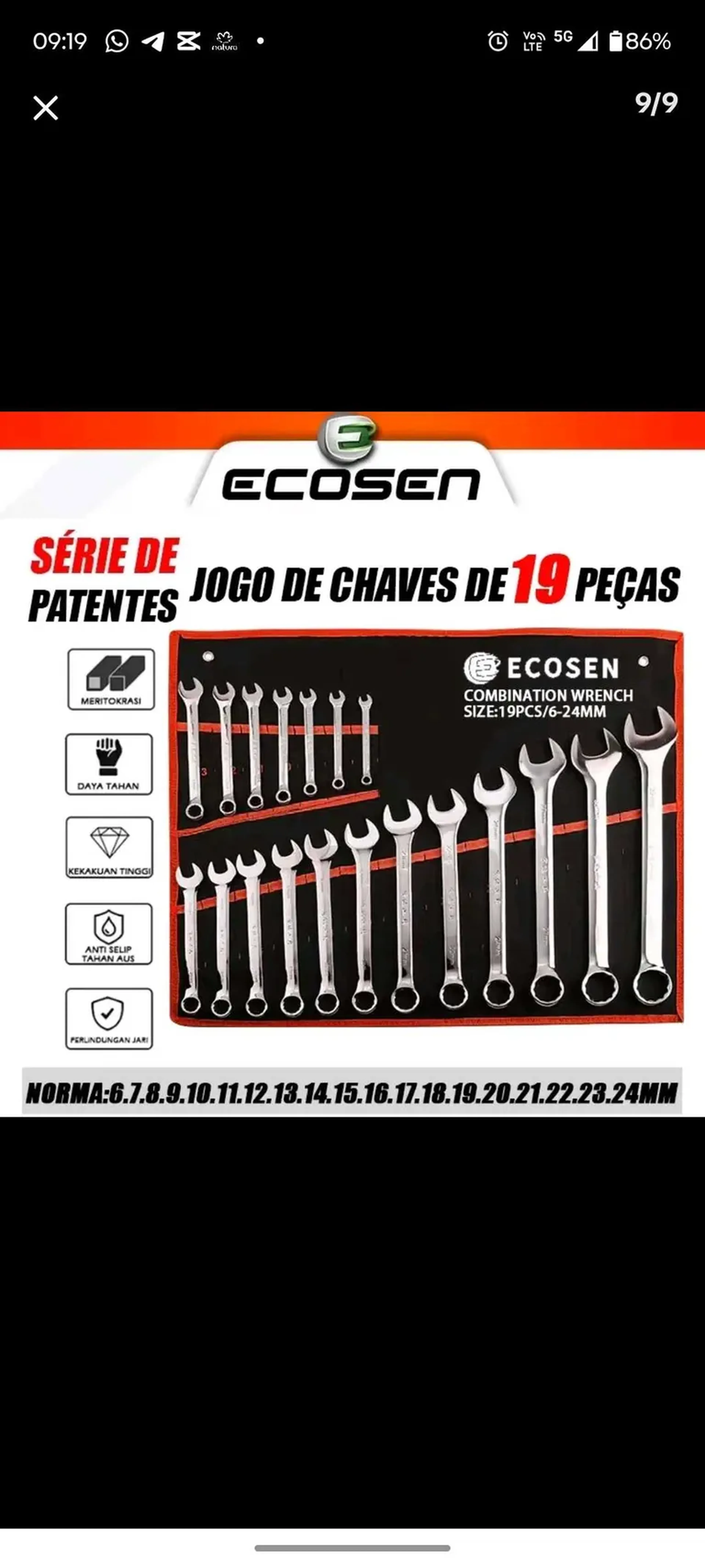 Jogo de Chaves de 19 Peças imagem