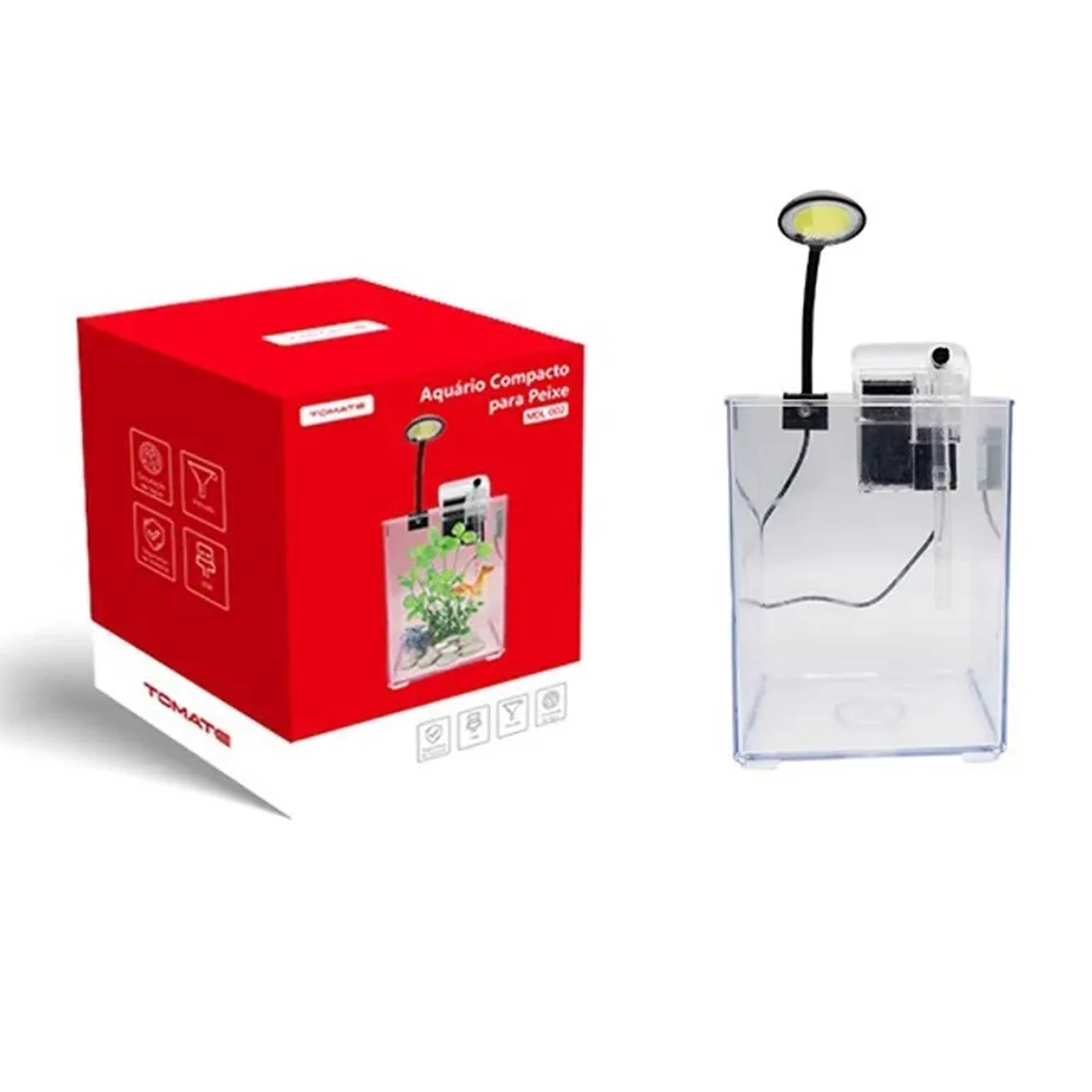 AQUÁRIO DE MESA COM LUMINÁRIA LED FILTRO DE ÁGUA E CIRCULAÇÃO imagem