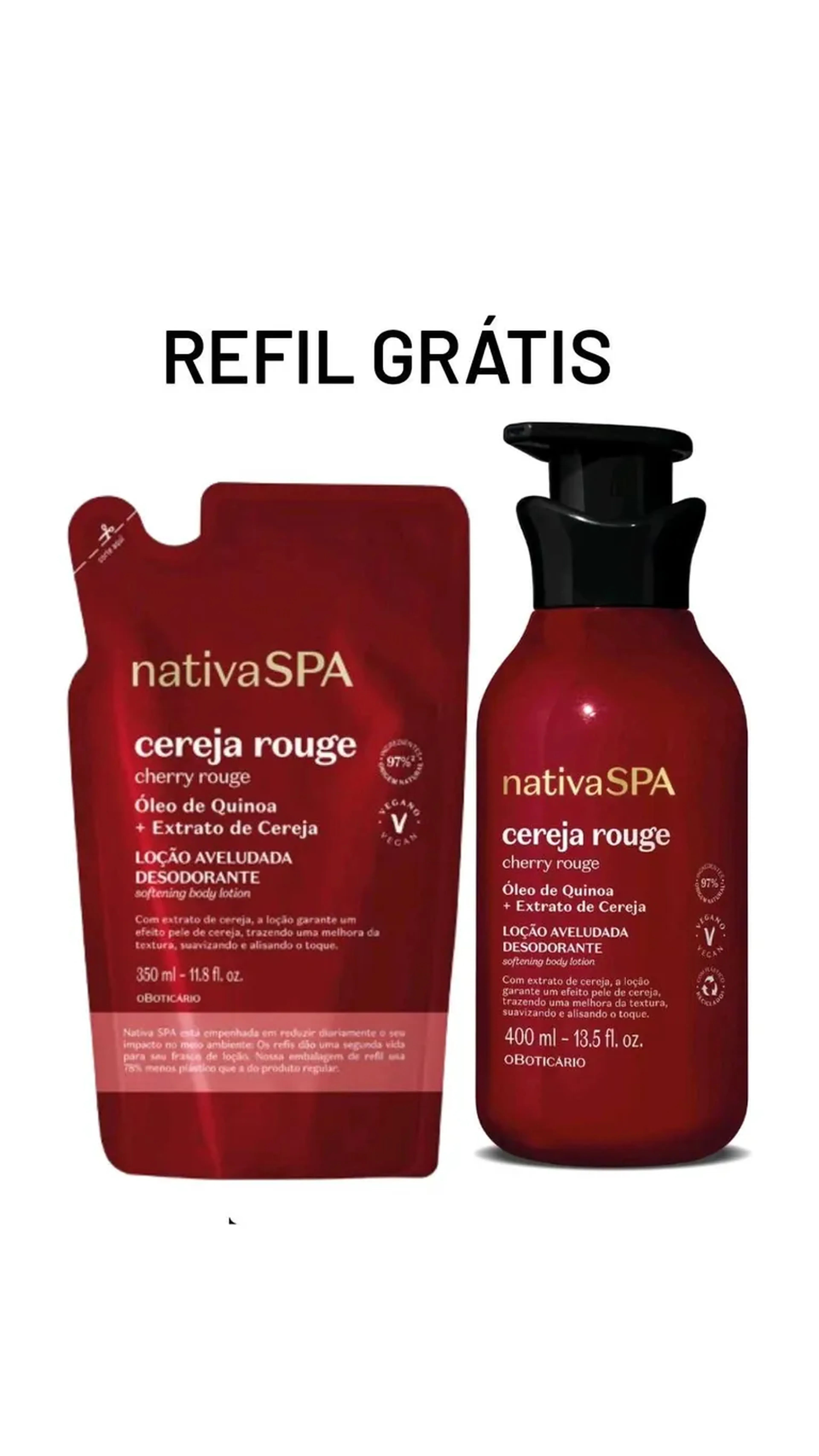 Loção Desodorante Corporal Nativa Spa 400ml com Refil Grátis imagem