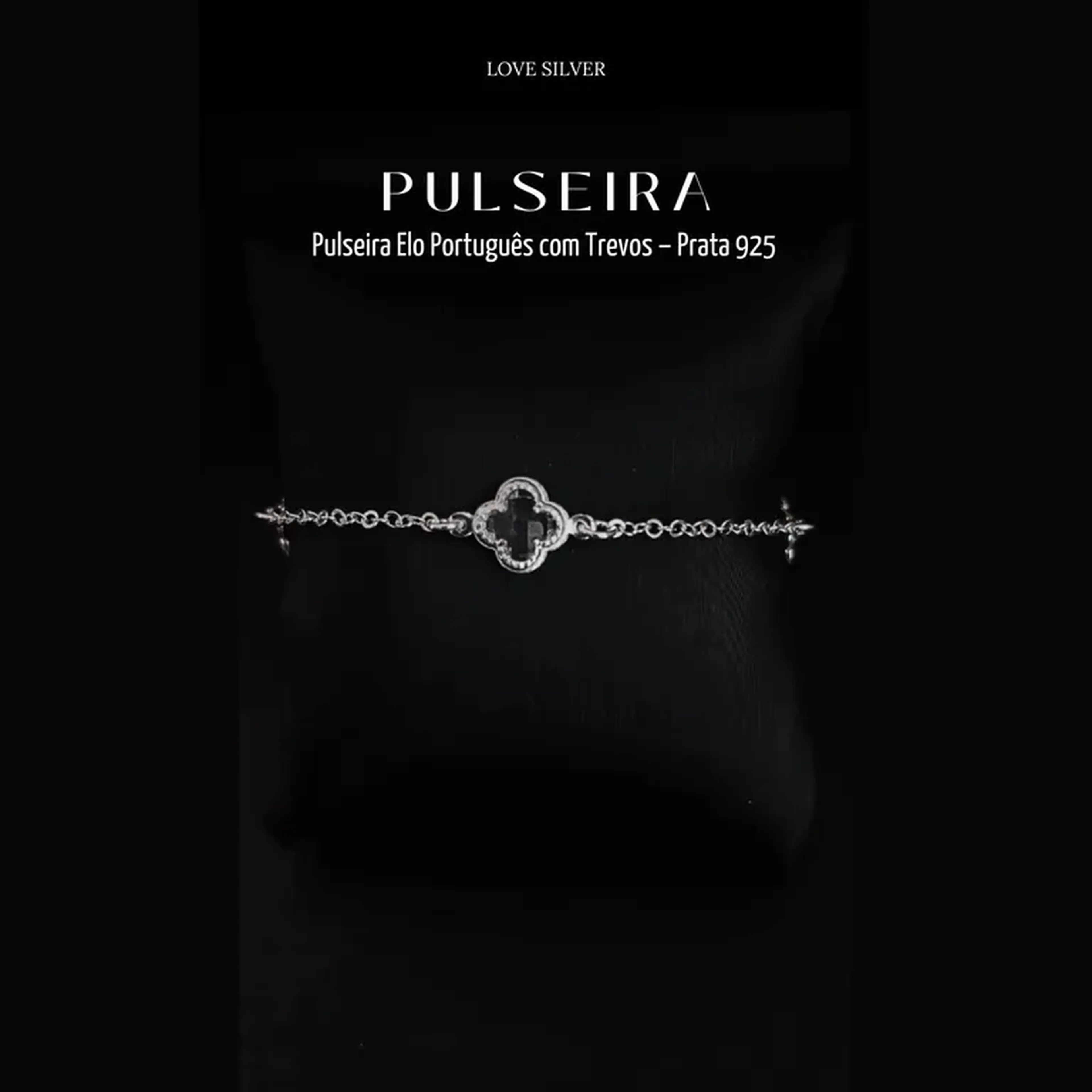 Pulseira Elo Português com Trevos - Prata 925 - Love Silver imagem