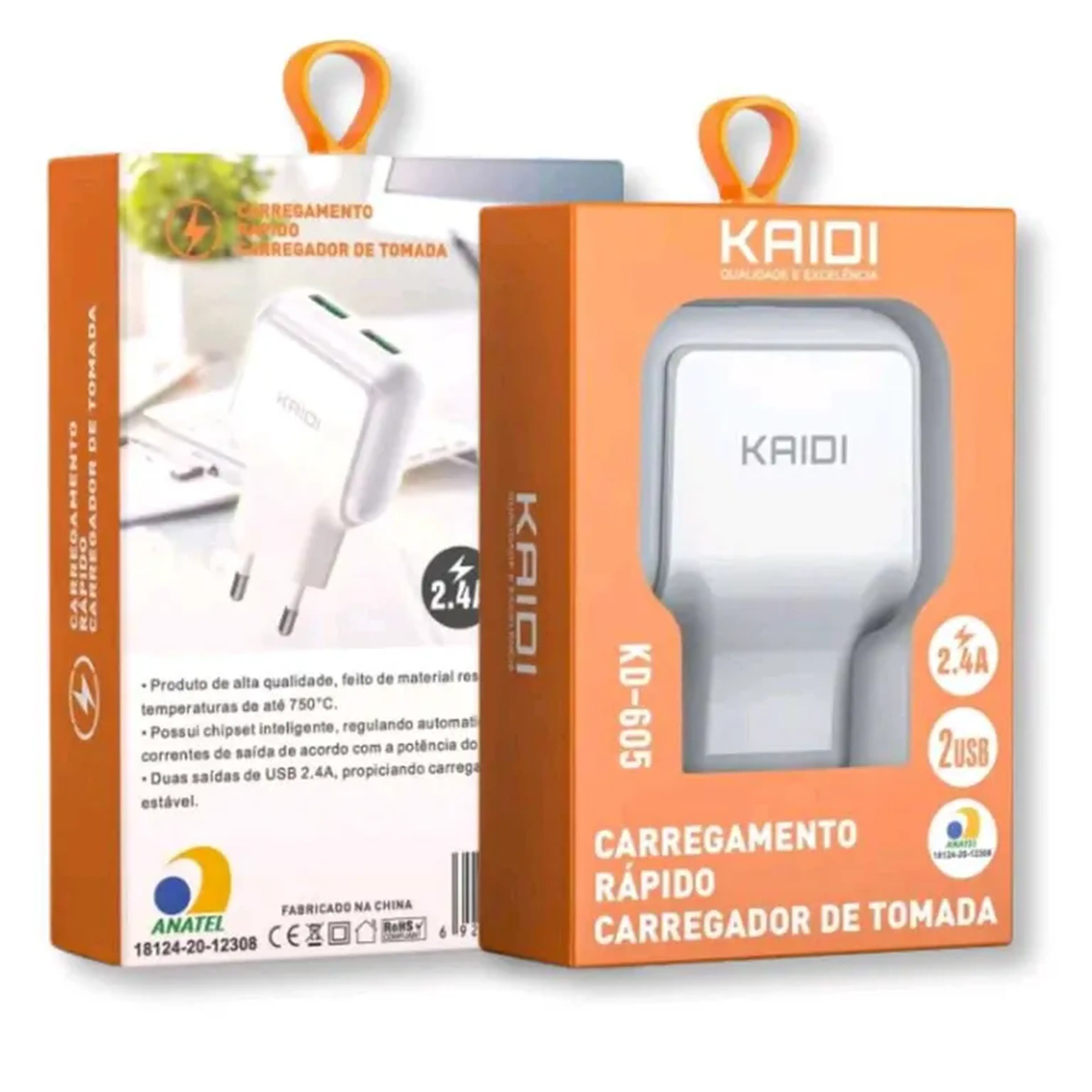 Fonte Carregador 2.4A Dual USB KD-605 imagem