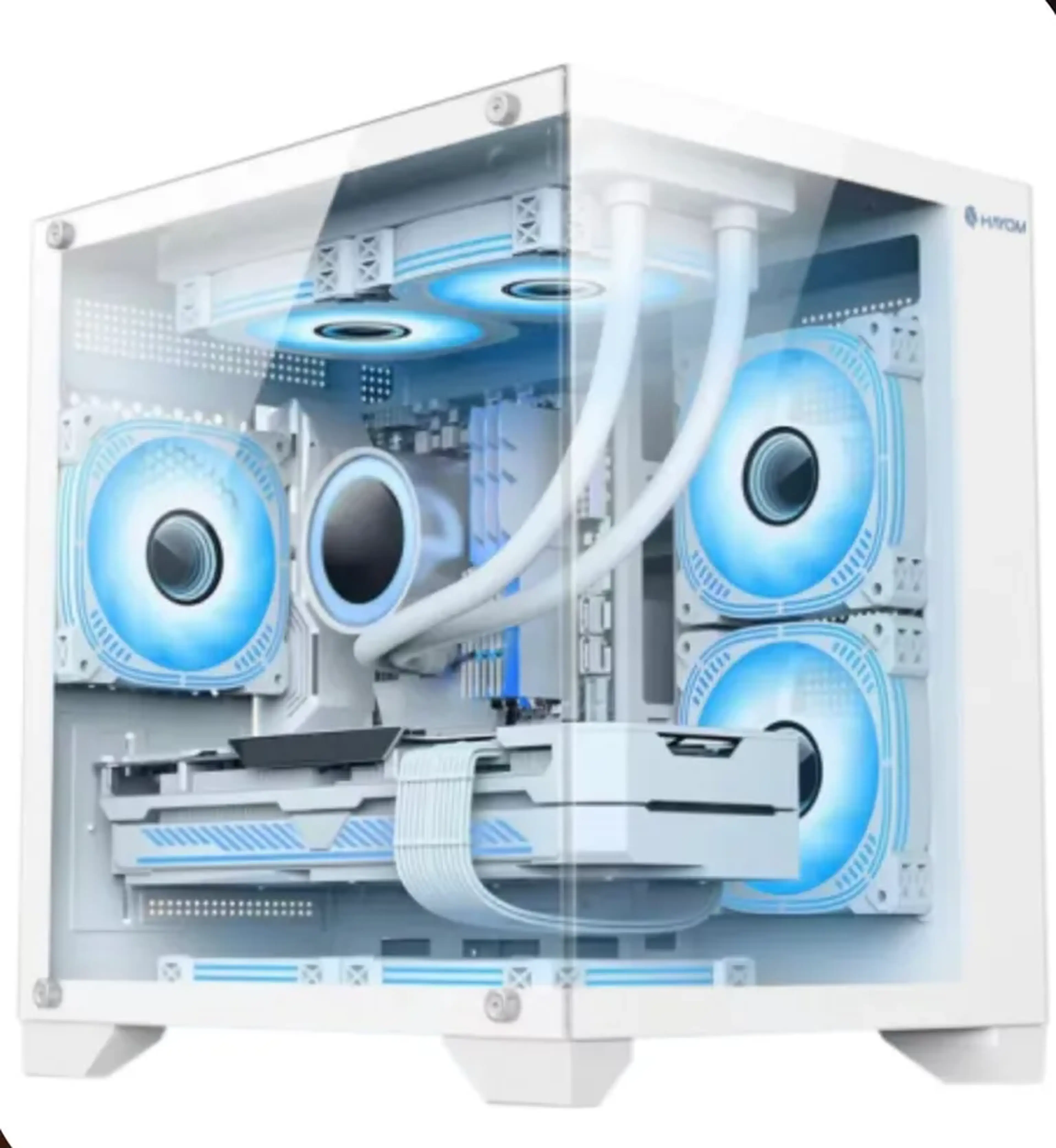 Gabinete Gamer Aquário Hayom Branco com 4 FANS RGB imagem
