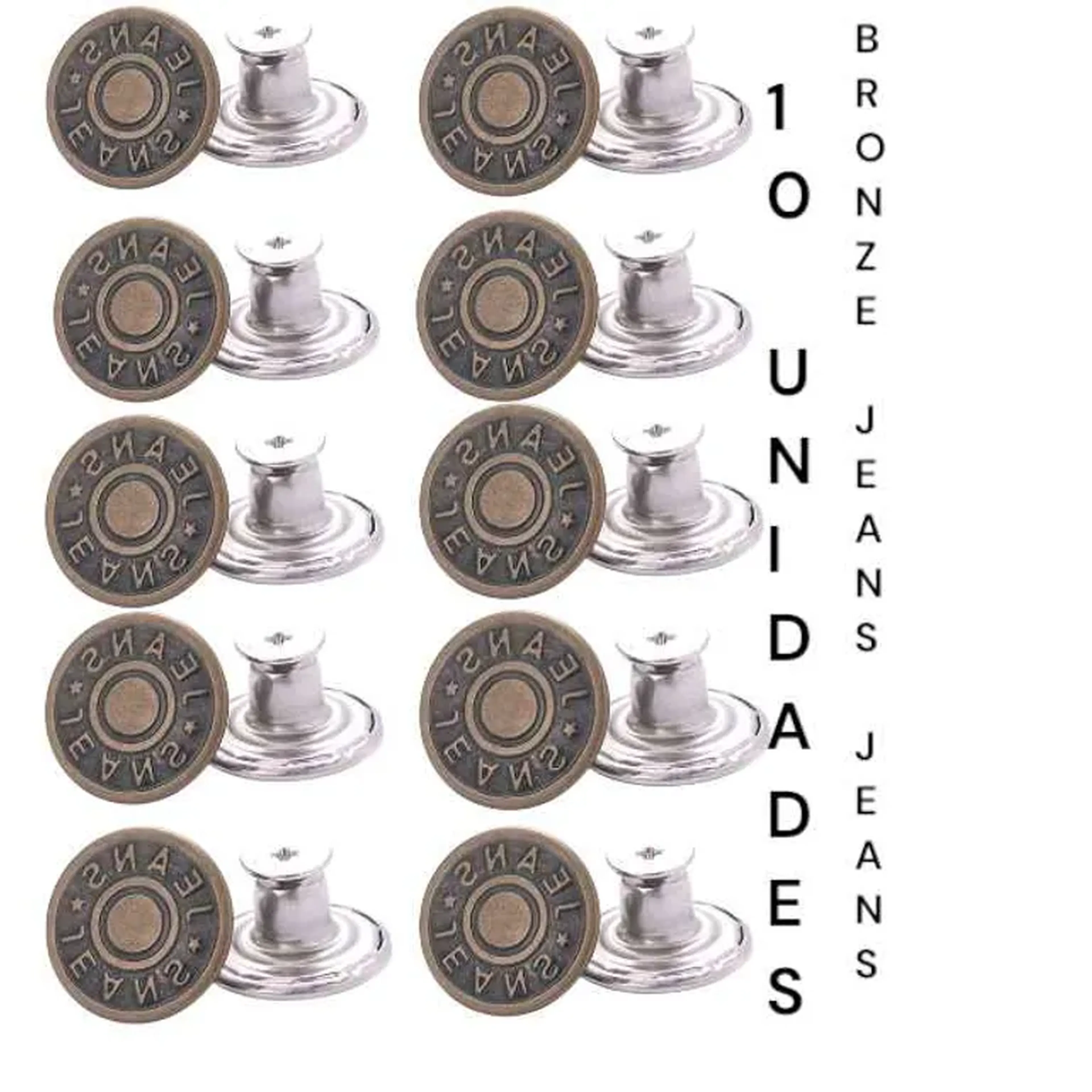 Conjunto com 10 Botões Parafusáveis – 17mm (sem chave) imagem