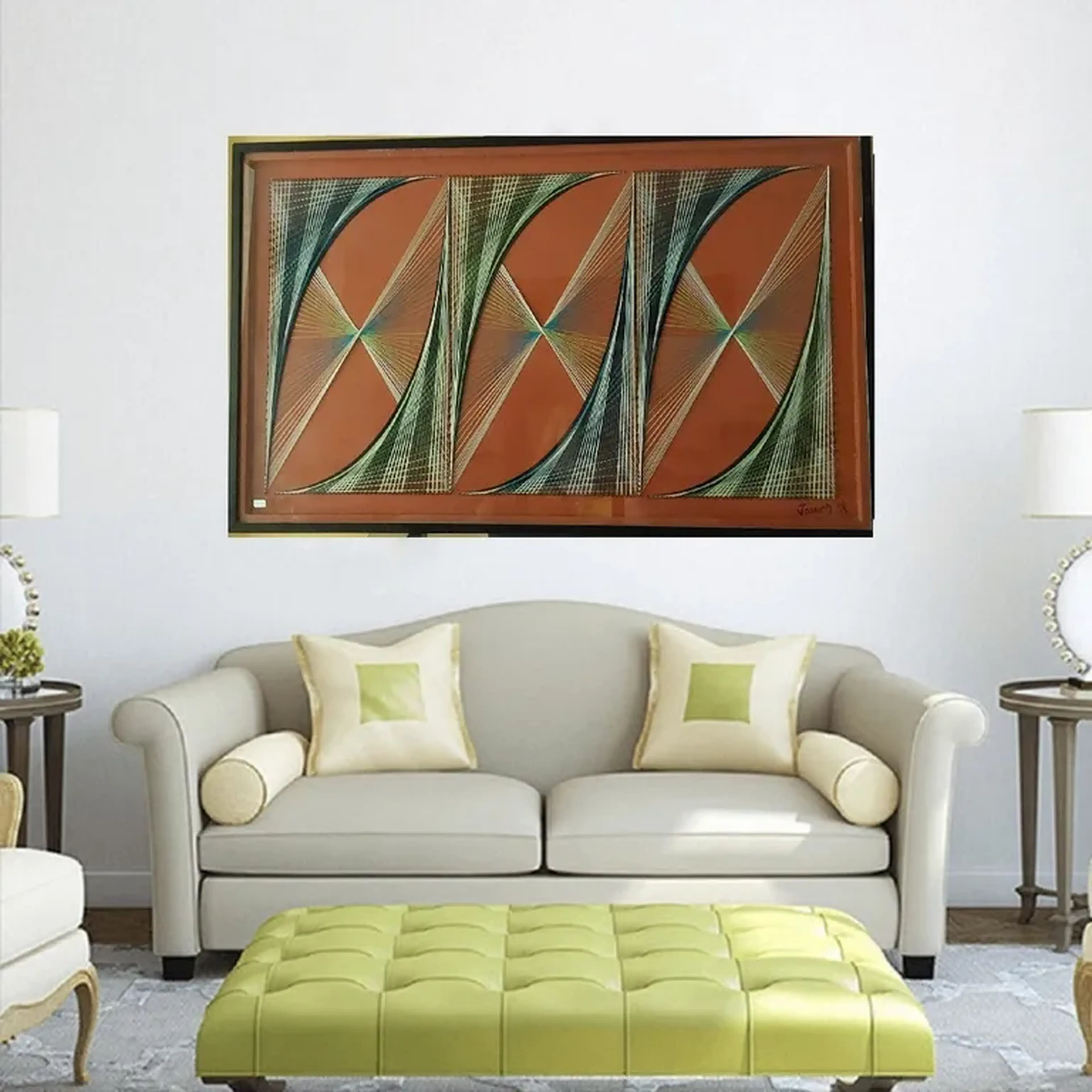 Quadro Fractal Wave on Red imagem