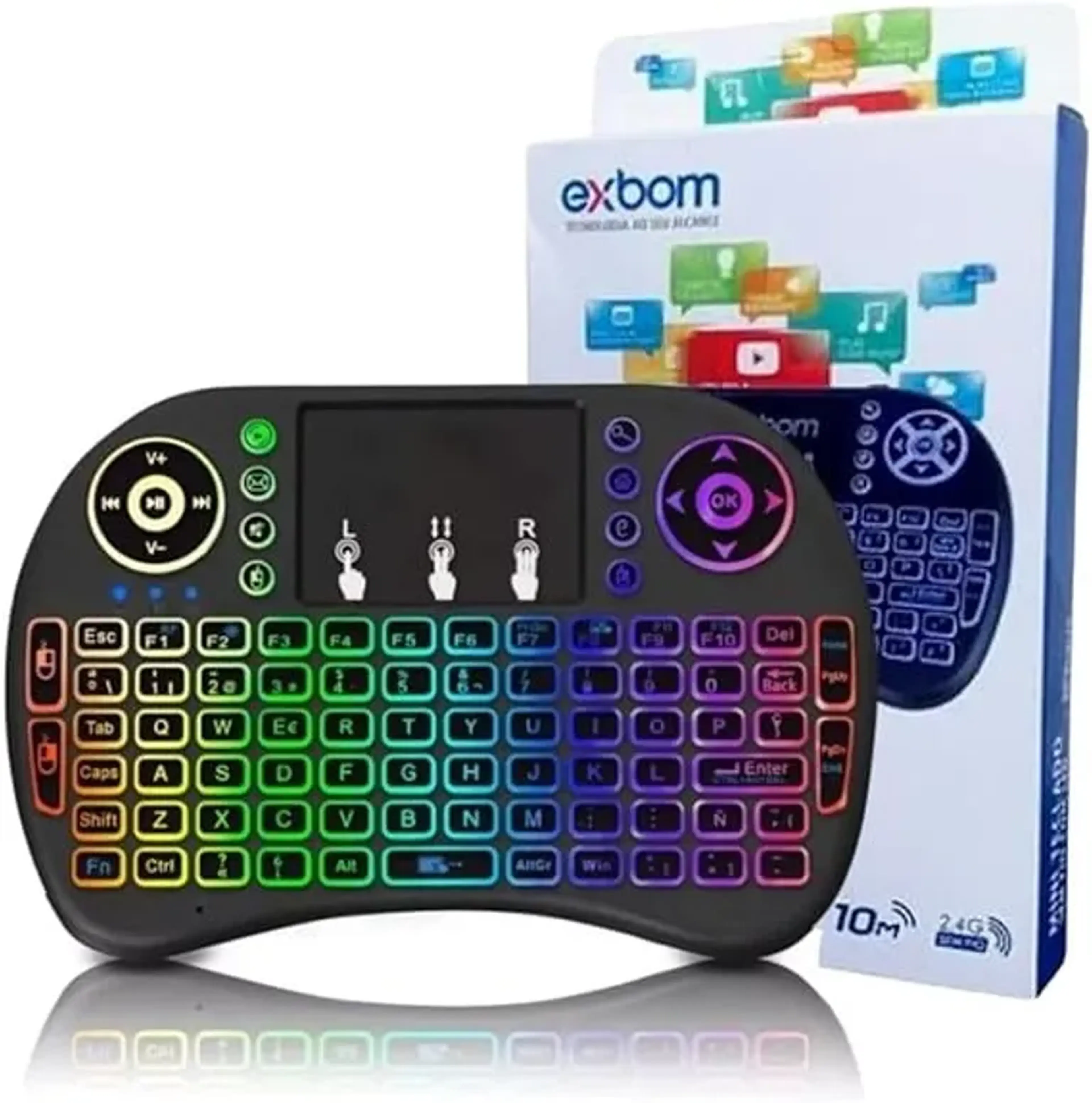 Mini Teclado Controle Sem Fio Para Smart Tv Tv Box Pc imagem