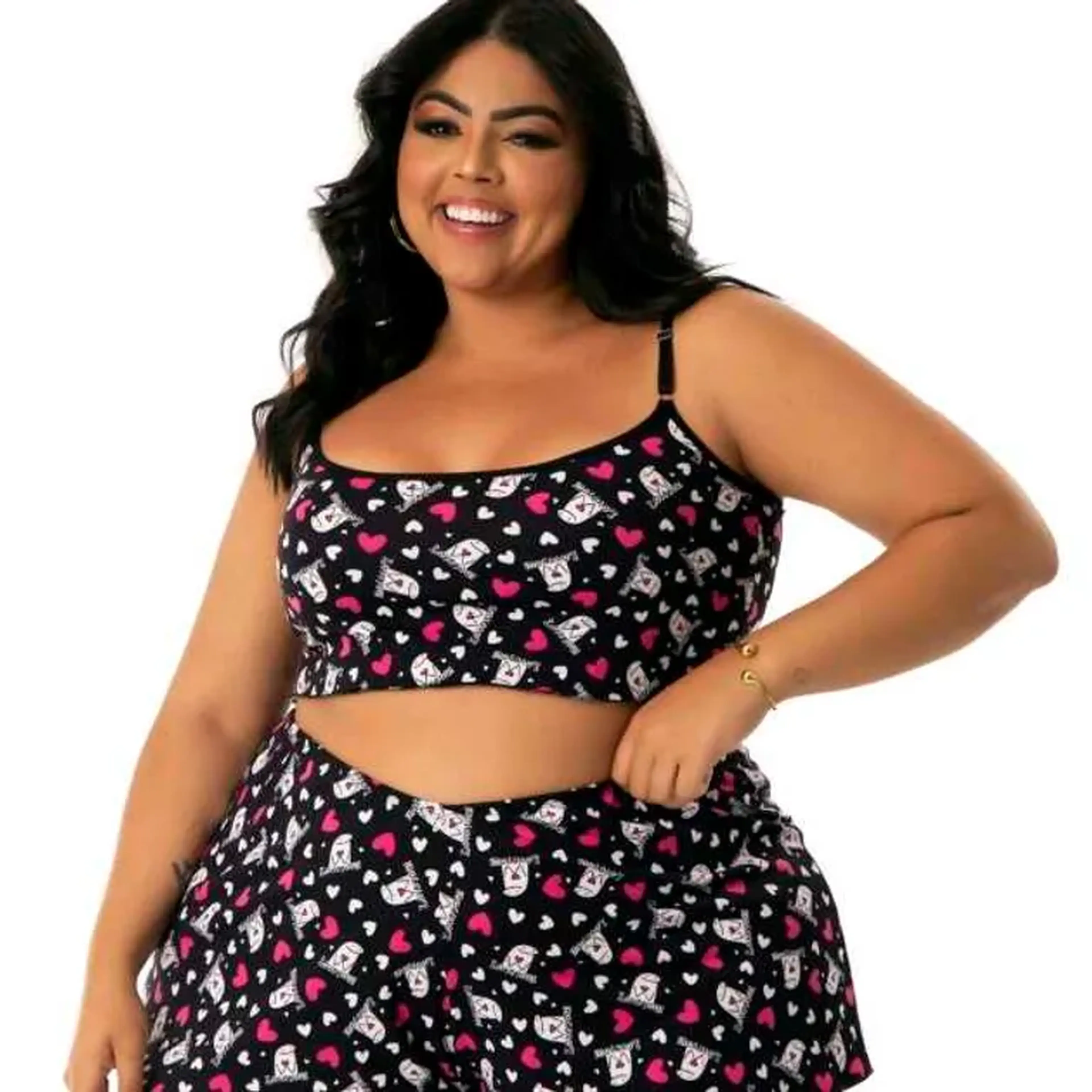 Baby Doll em Suede Estampado Plus Size imagem