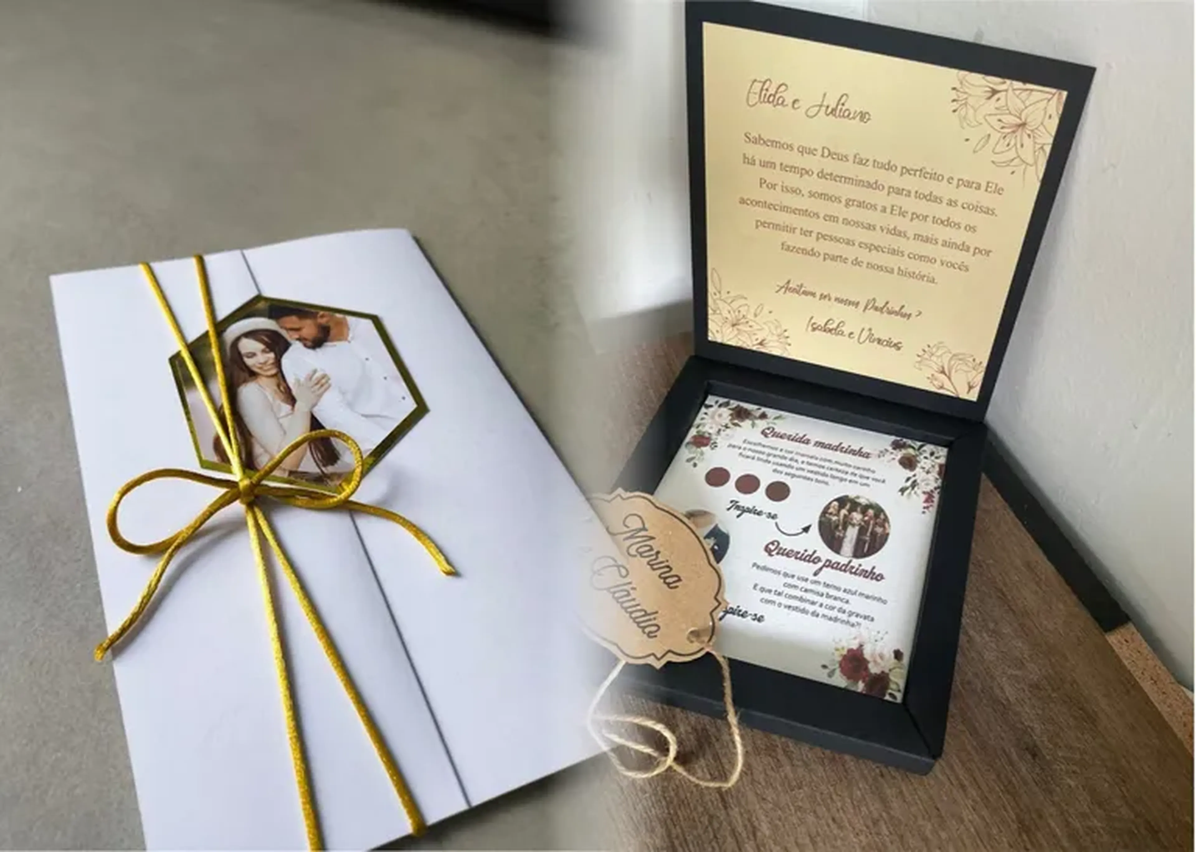 2 Kits 60 convit mod Kellen Hexá branco + 10 caixinha padrinhos imagem