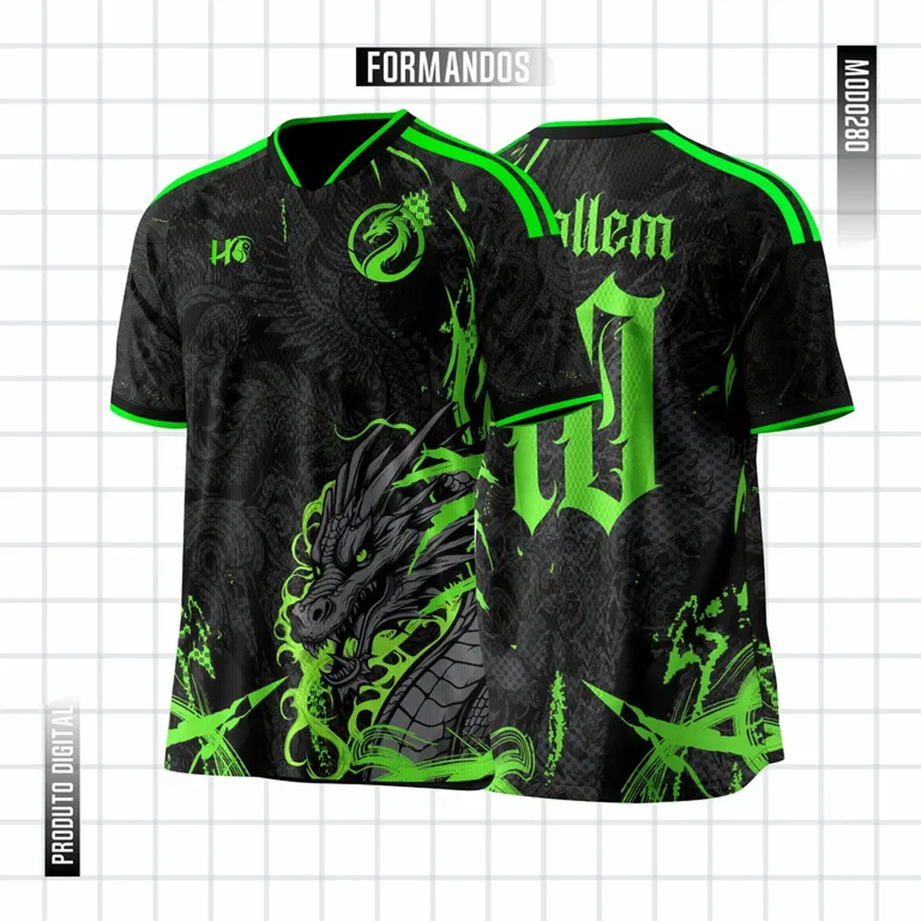 Arte Vetor Camisa Interclasse Dragão Green Mod0280 imagem