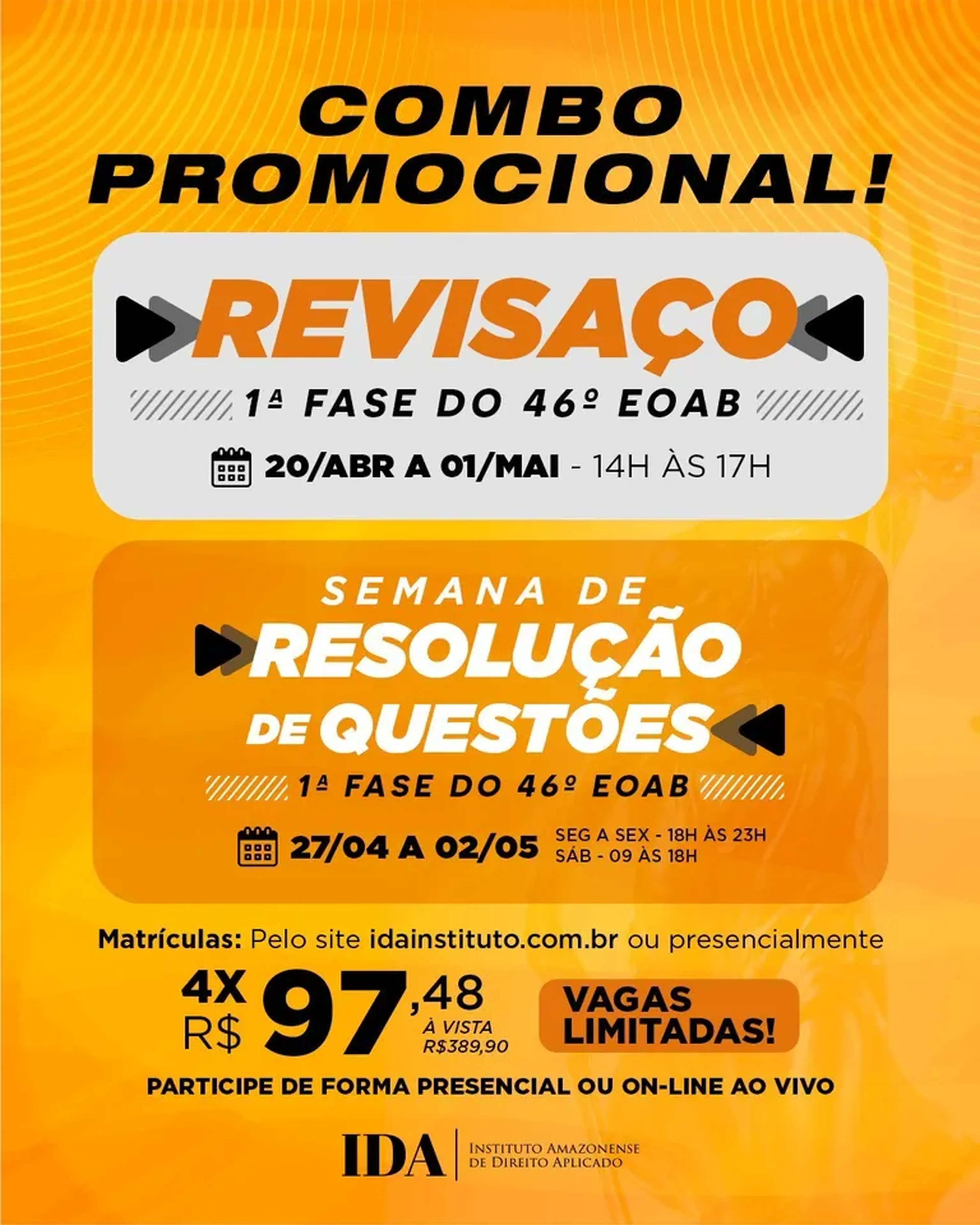 Combo Reta final OAB 46:Revisaço+Semana de resolução de questões imagem