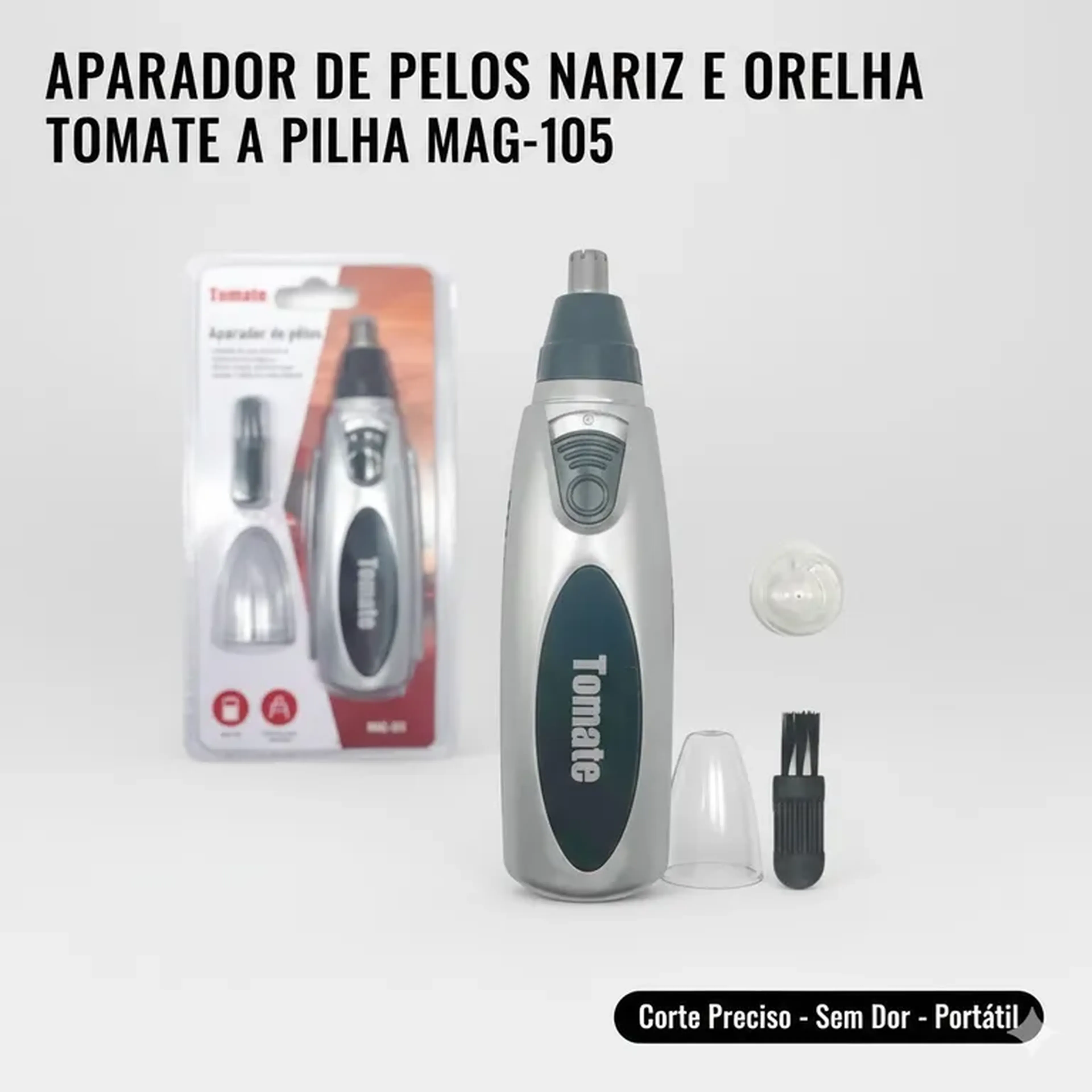 Aparador de Pelos Nariz e Orelha Tomate a Pilha MAG-015 imagem