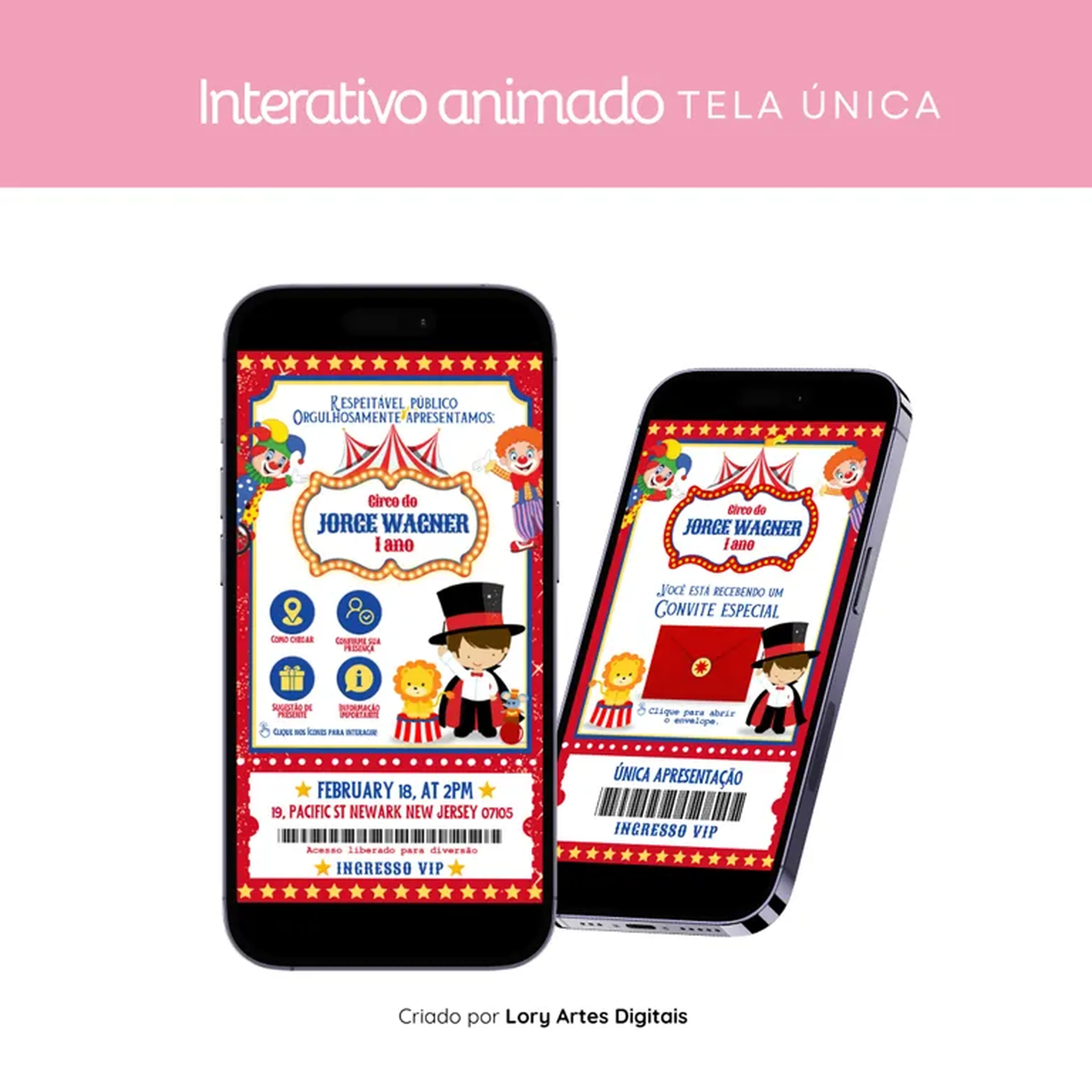 Convite Interativo Animado tela única - PDF imagem