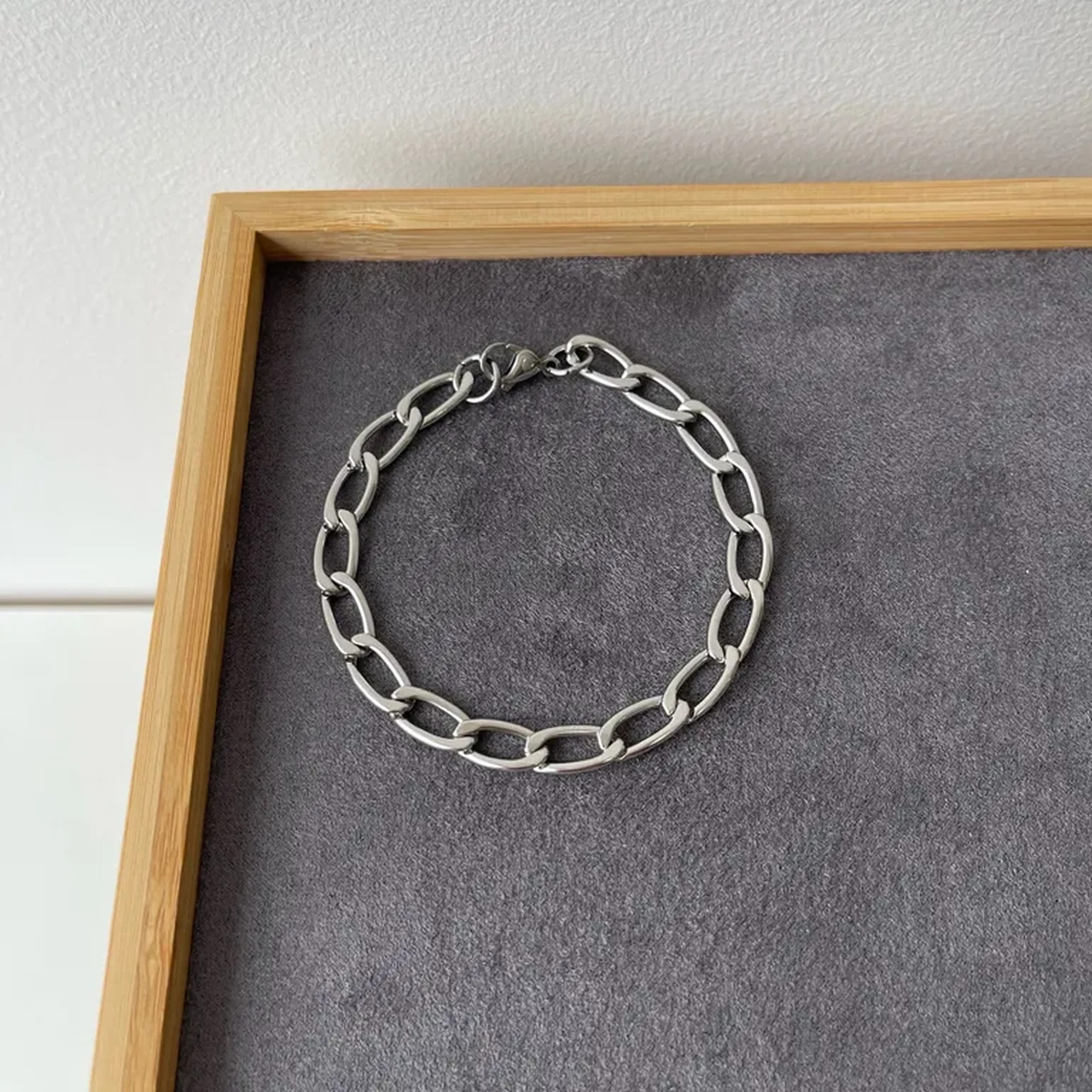 PULSEIRA MASCULINA CORRENTE 7MM - 20CM (AÇO INOX) imagem