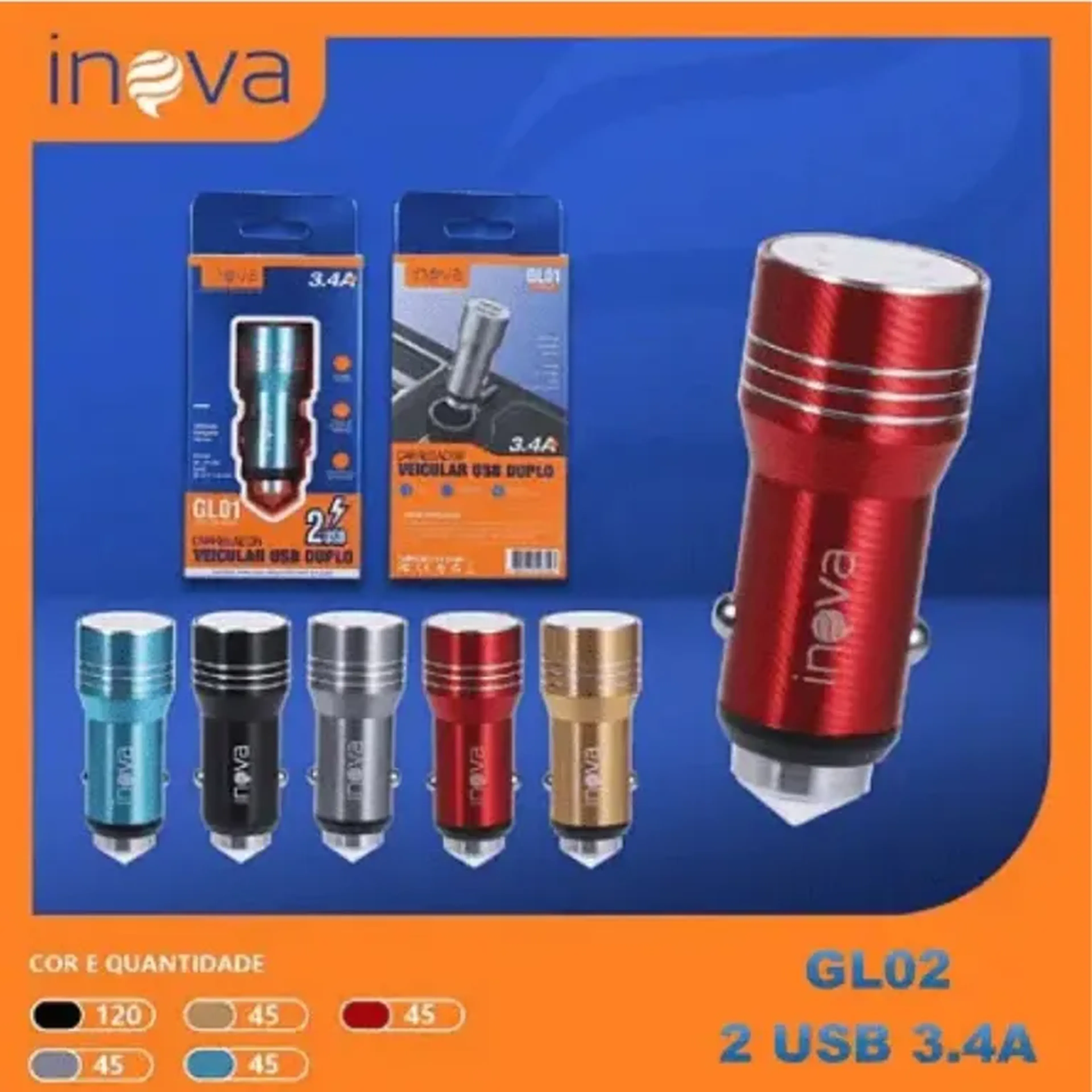 Carregador Veicular Inova 3.1a R´´apido imagem